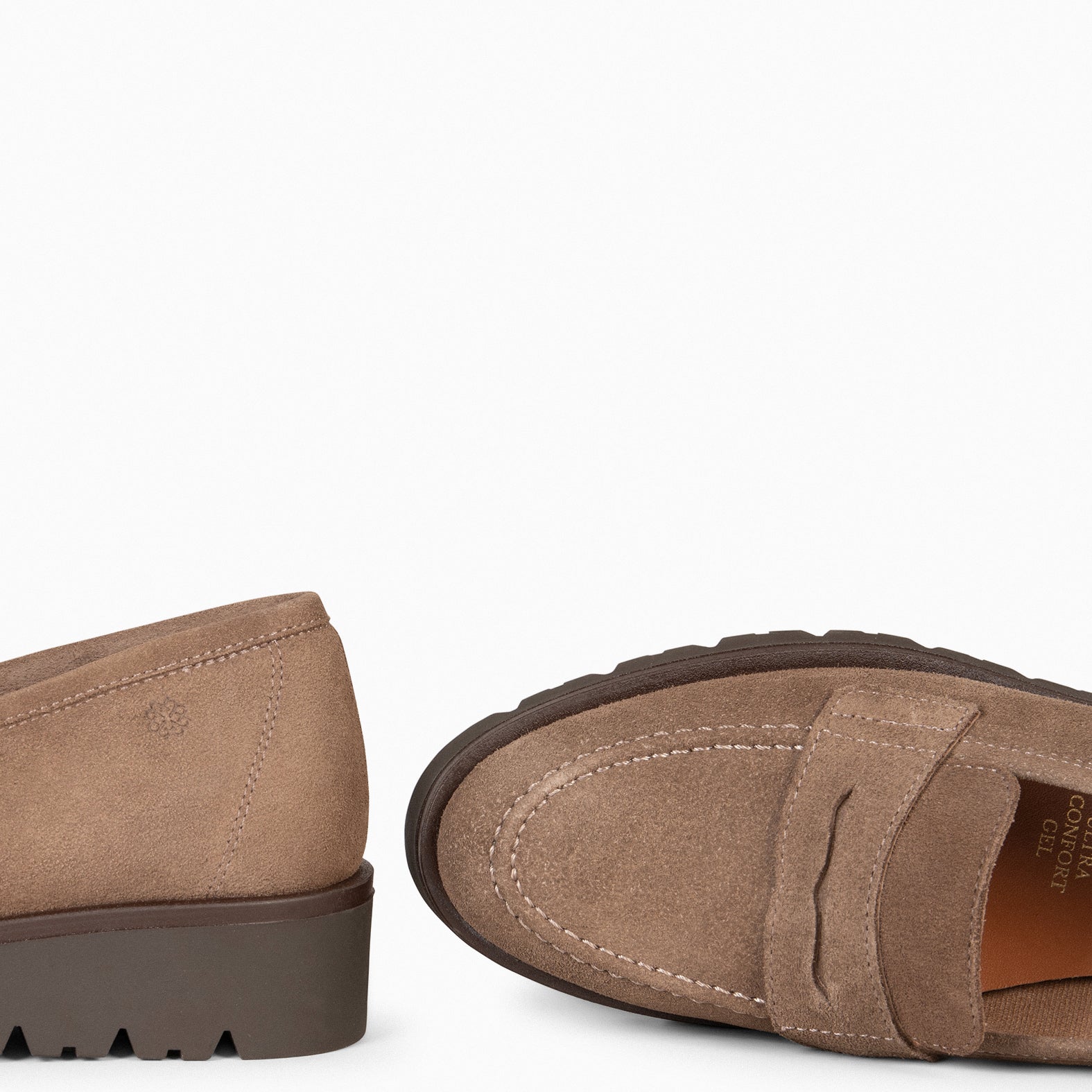 DAFNE - Mocasines de cuña de piel TAUPE