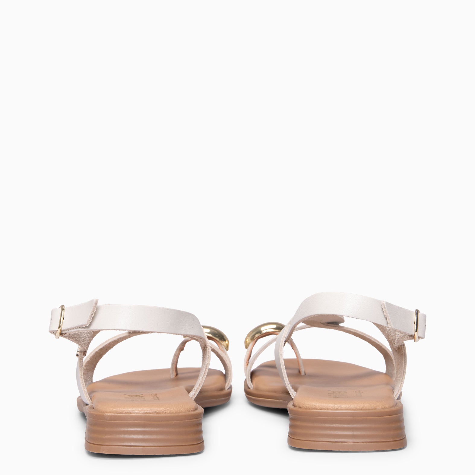 HELIA - Sandalias planas de piel MARFIL
