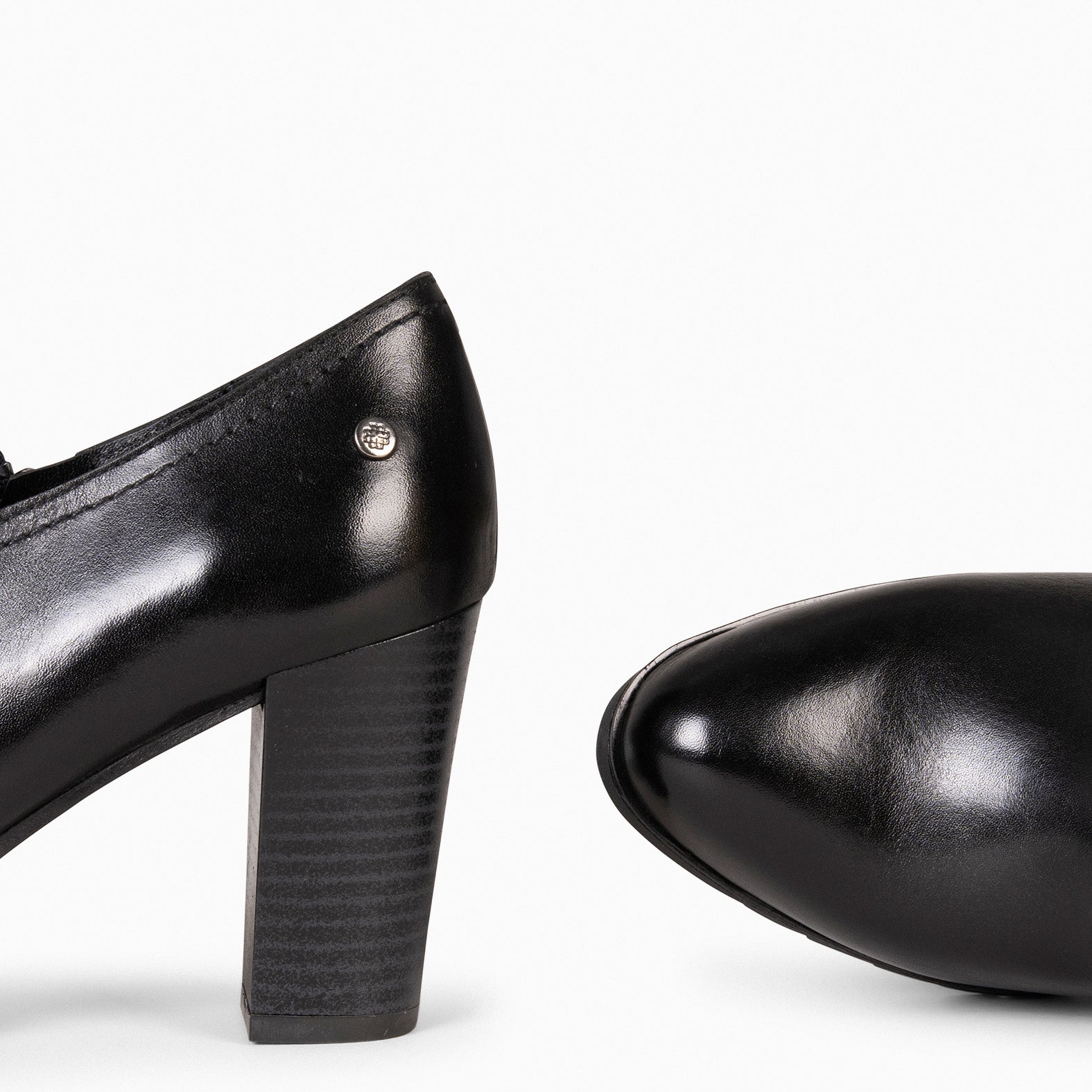 DAYANA – Bottines à talon haut en cuir NOIR