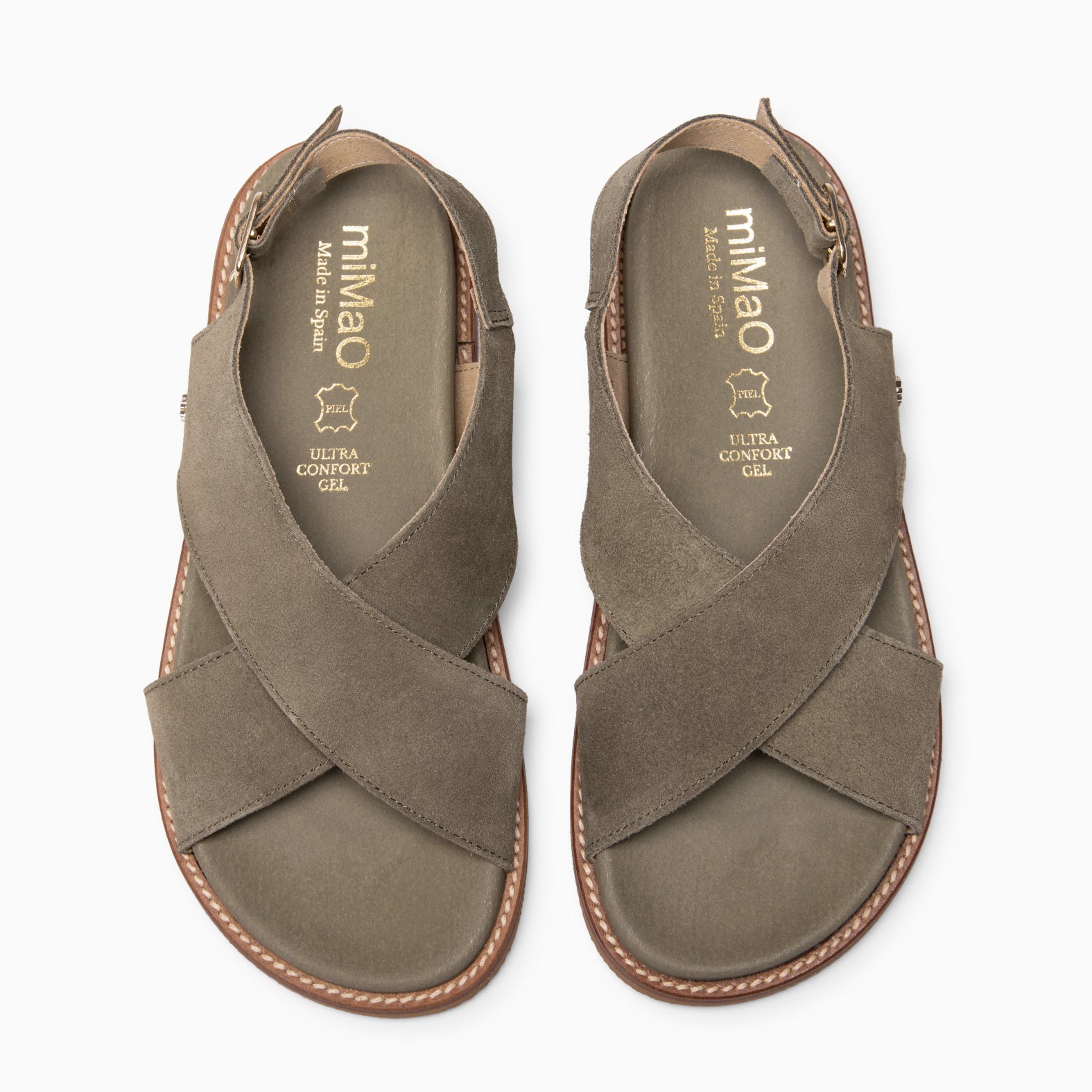 COIBA - Sandales claquettes en daim KAKI