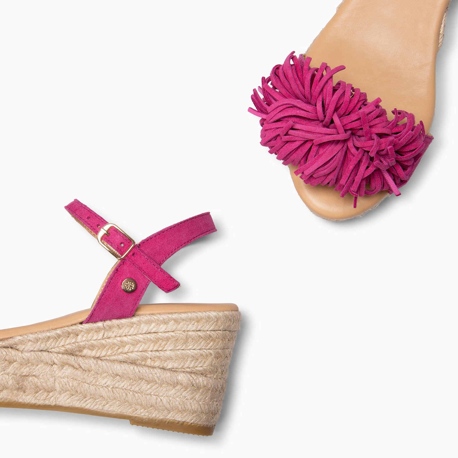 CELESTE - Cuñas de esparto de serraje FUCSIA