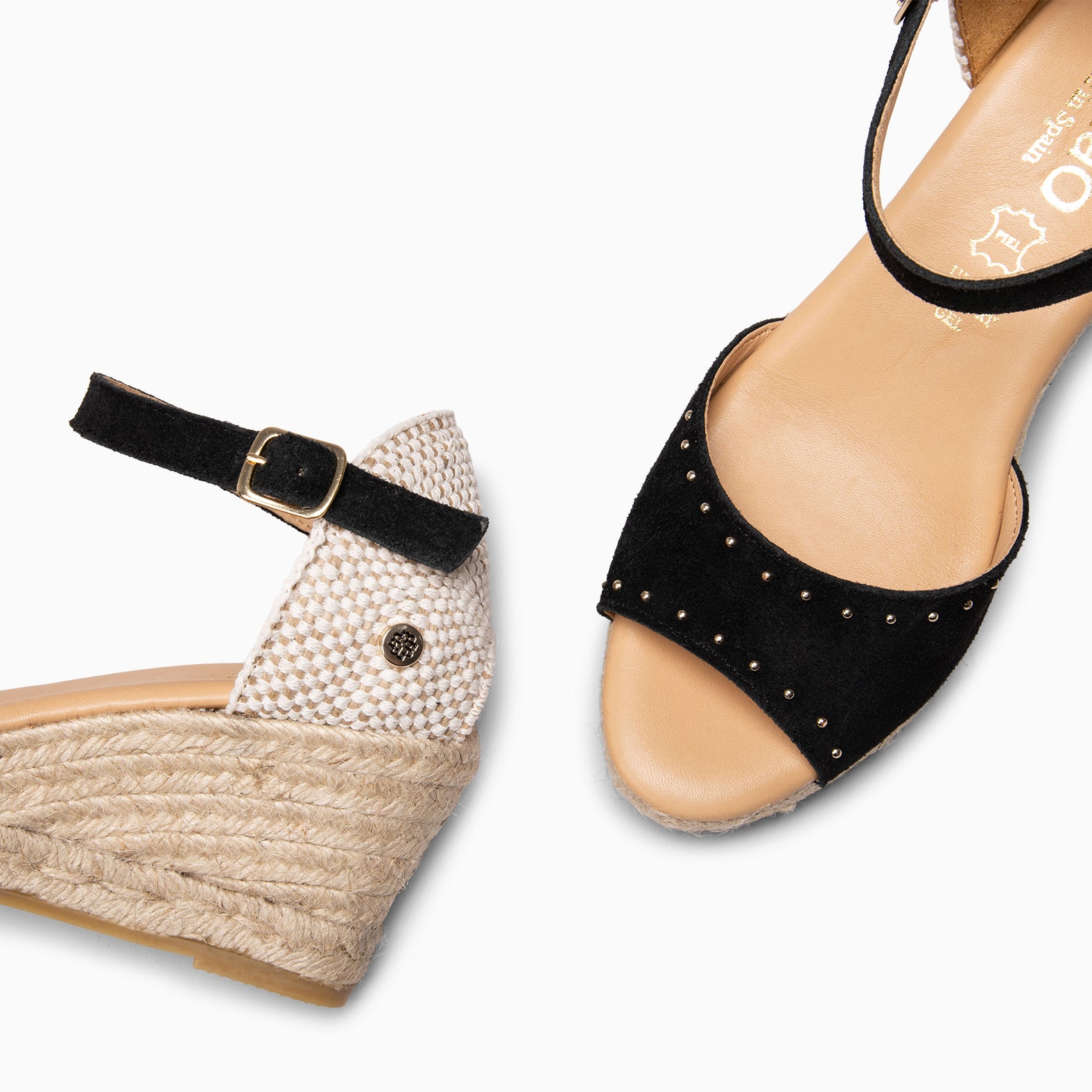 SAONA - Cuñas de esparto peep toe NEGRO