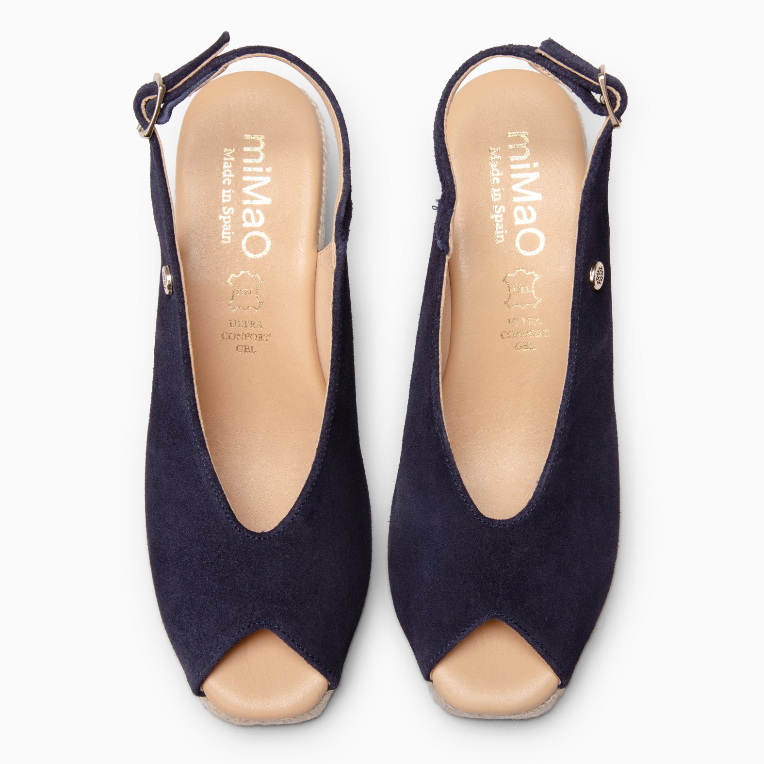 ELIAZAR - Espadrilles slingbacks à talon compensé et peep toes MARINE