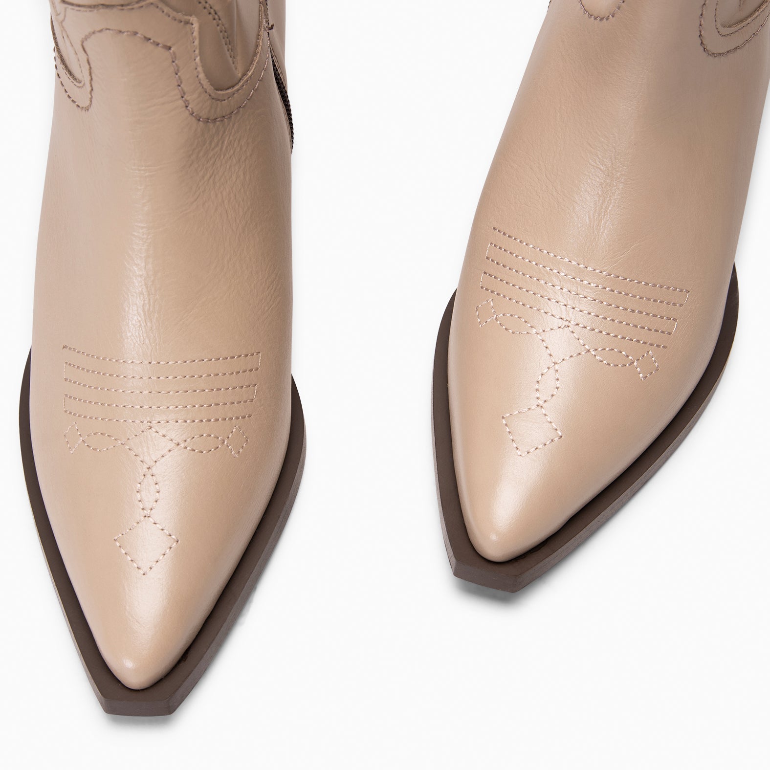 SALOON – Botas cowboy de piel bordada TAUPE - miMaO ®