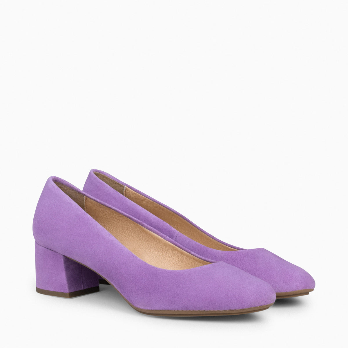 URBAN REDONDO – Zapatos de tacón bajo de ante LILA