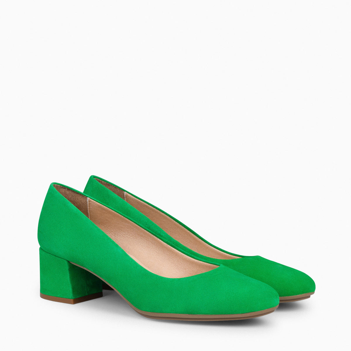 URBAN REDONDO – Zapatos de tacón bajo de ante VERDE