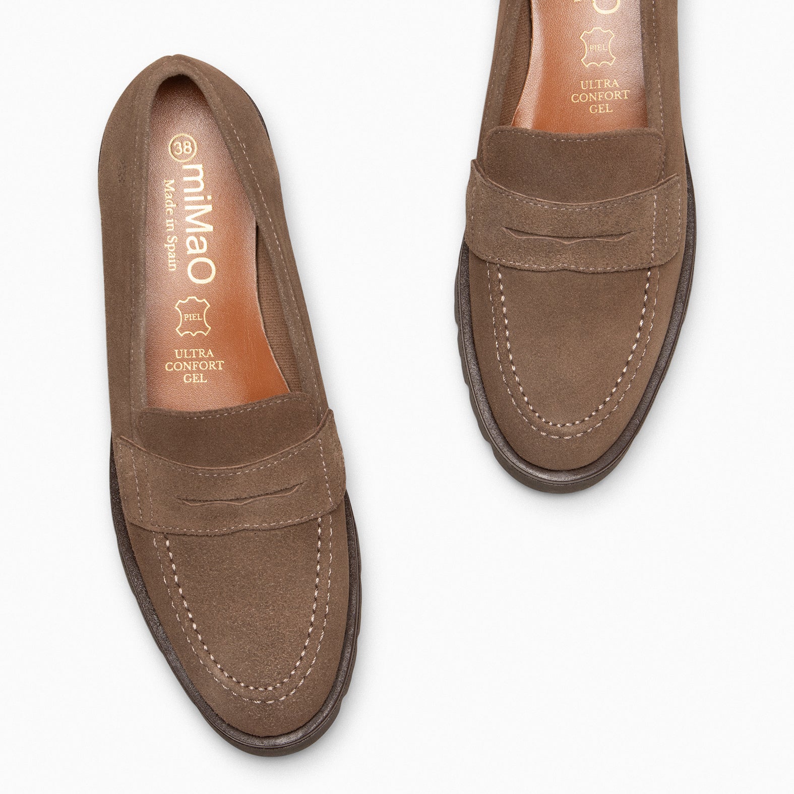 DAFNE - Mocasines de cuña de piel TAUPE