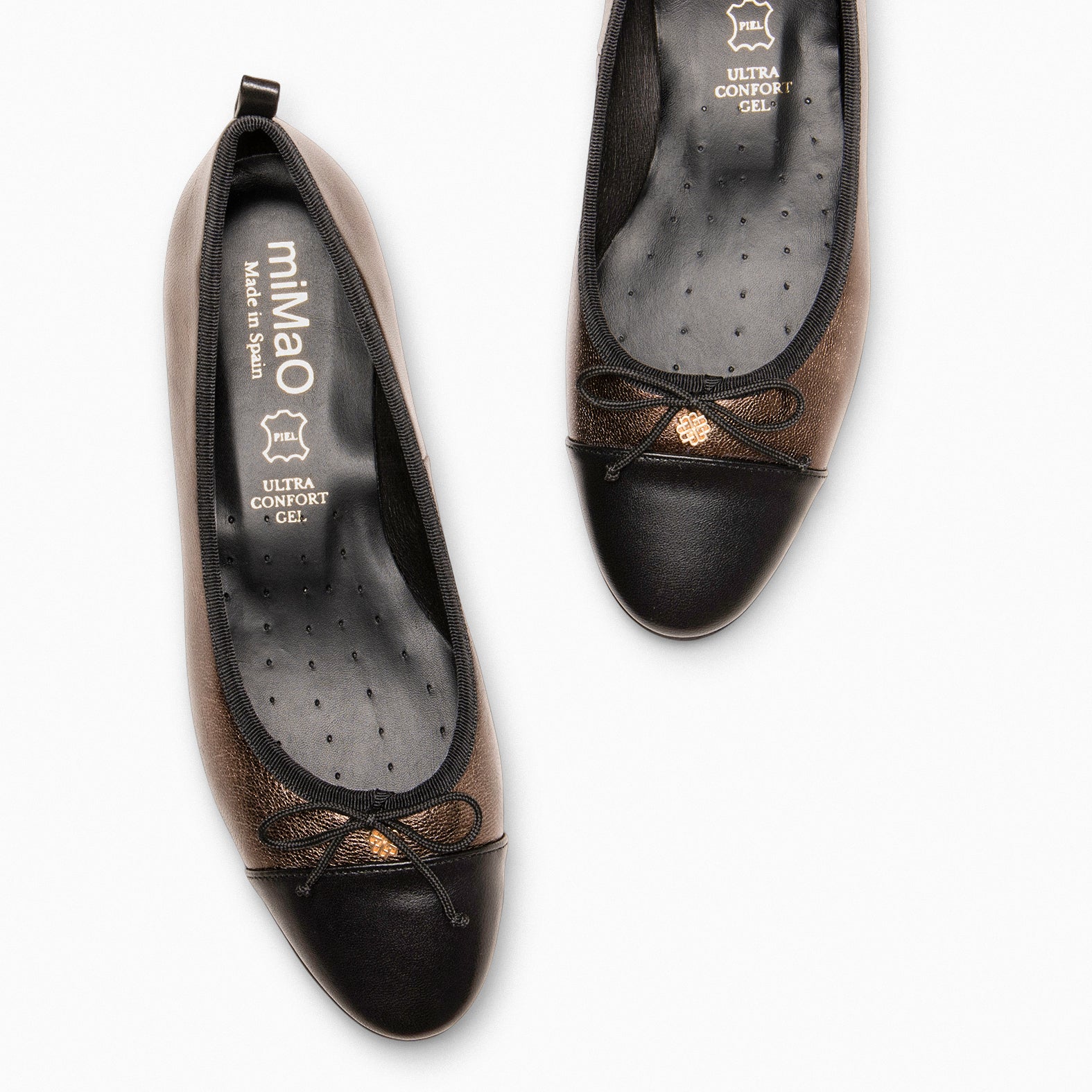 NICOLLE – Bailarina plana con puntera BRONCE - miMaO ®