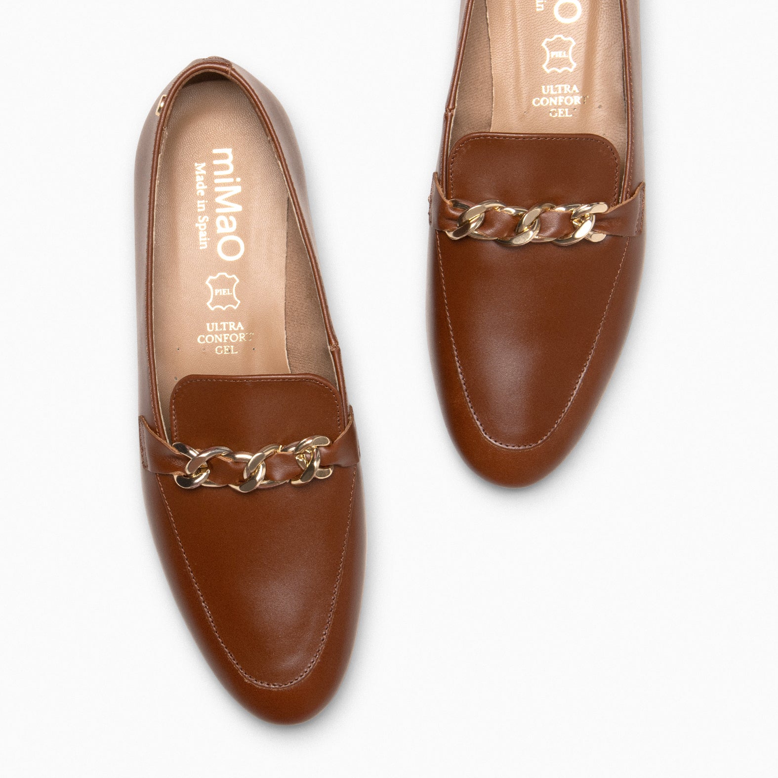 CHAIN – Mocasines planos MARRON con adorno metalizado - miMaO ®