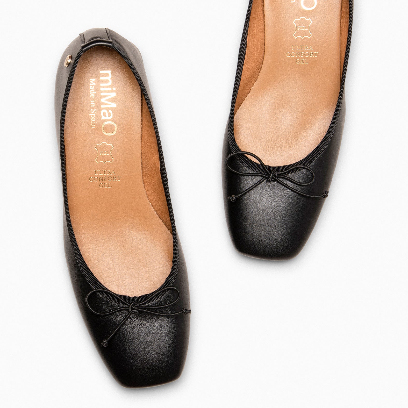 YVONNE – Bailarina con lazo y tacón ancho NEGRO - miMaO ®