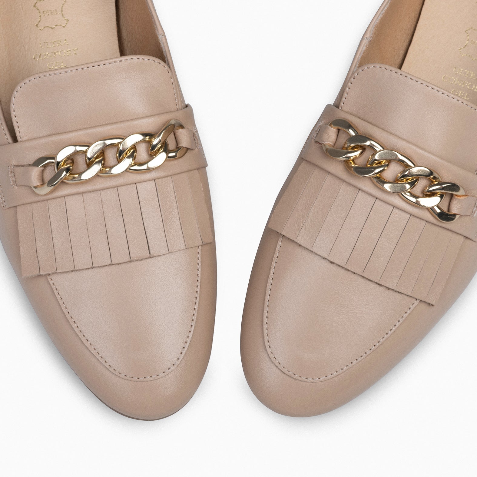 CHAIN - Mocassins elegantes de mulher NUDE