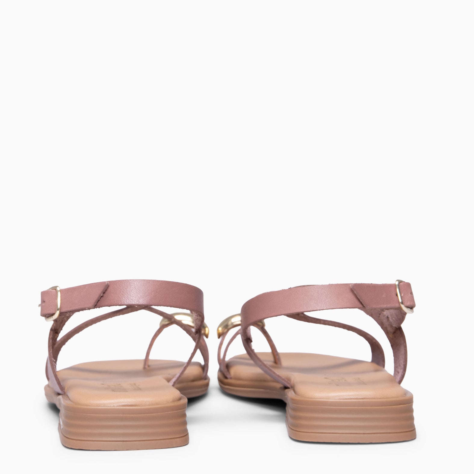 HELIA - LIGHT PINK Flat leather sandals