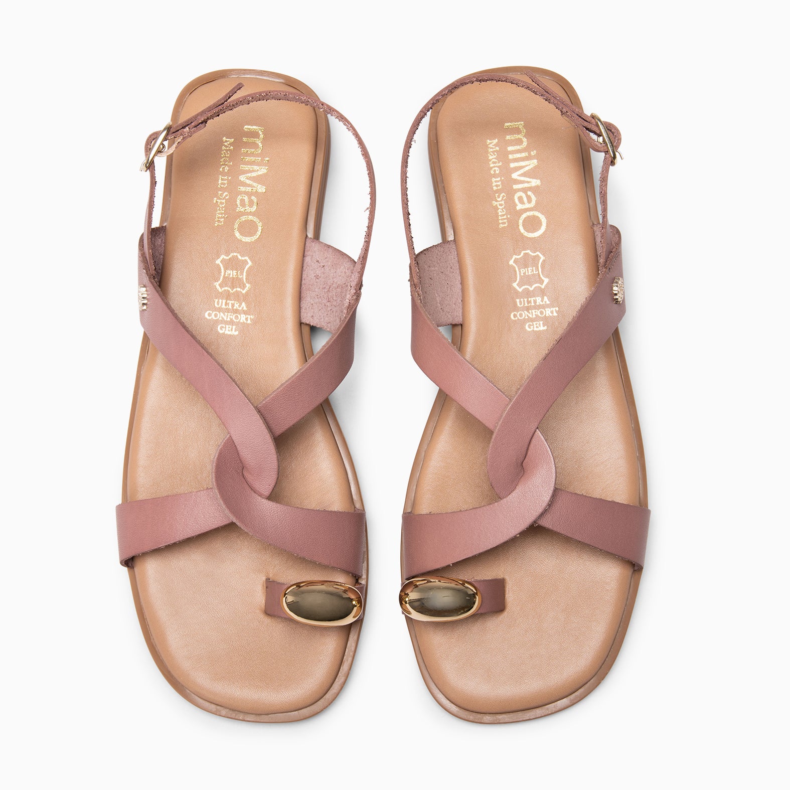 HELIA - LIGHT PINK Flat leather sandals