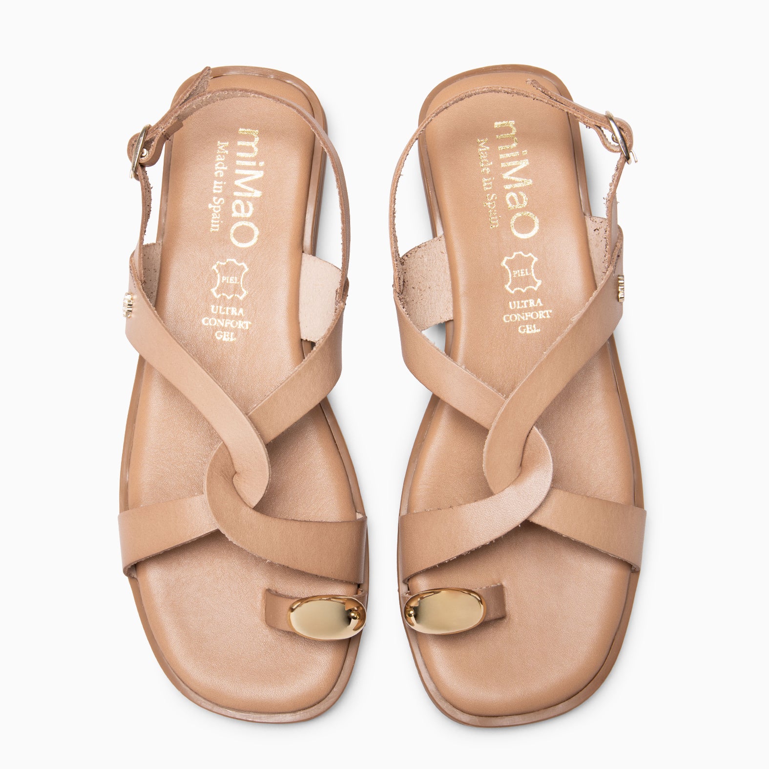 HELIA - Sandalias planas de piel TAUPE