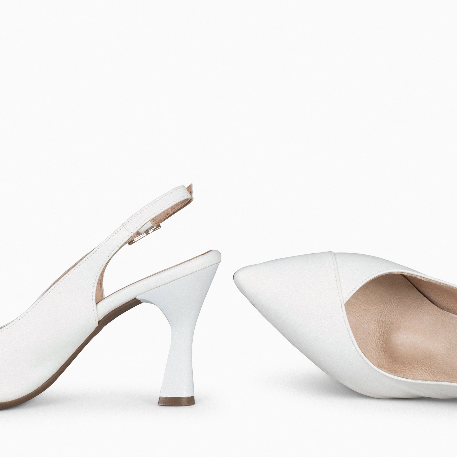 GLAM DESTALONADO – Zapatos de tacón destalonados de napa OFF WHITE - miMaO ®