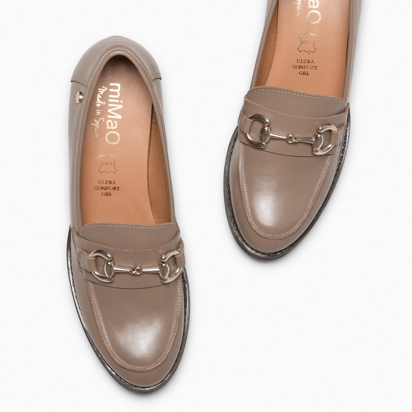 FABIOLA - Mocasines con tacón de napa TAUPE - miMaO ®