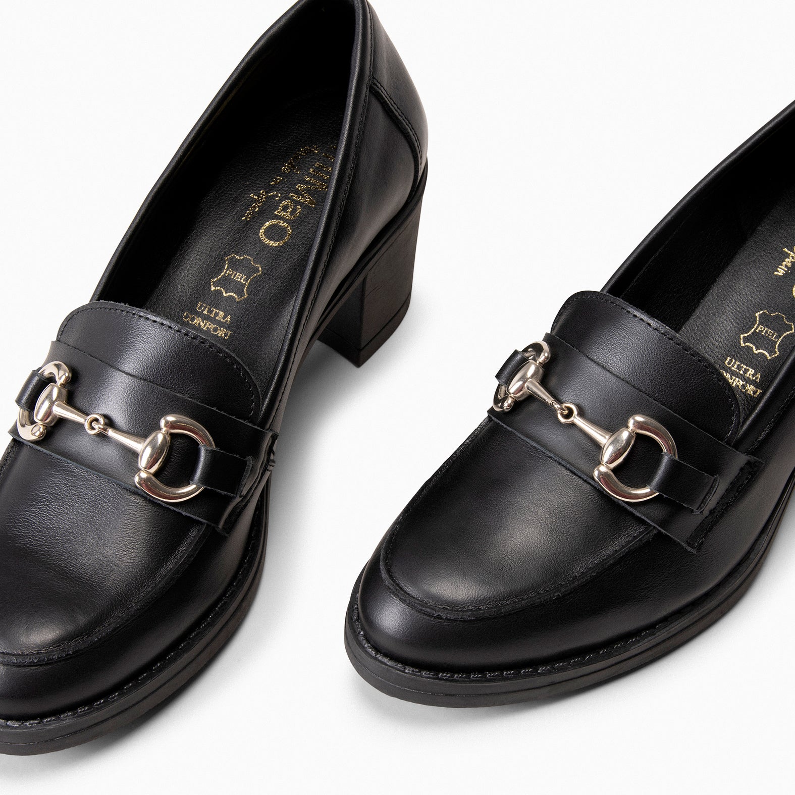FABIOLA – Mocasines con tacón de napa NEGRO