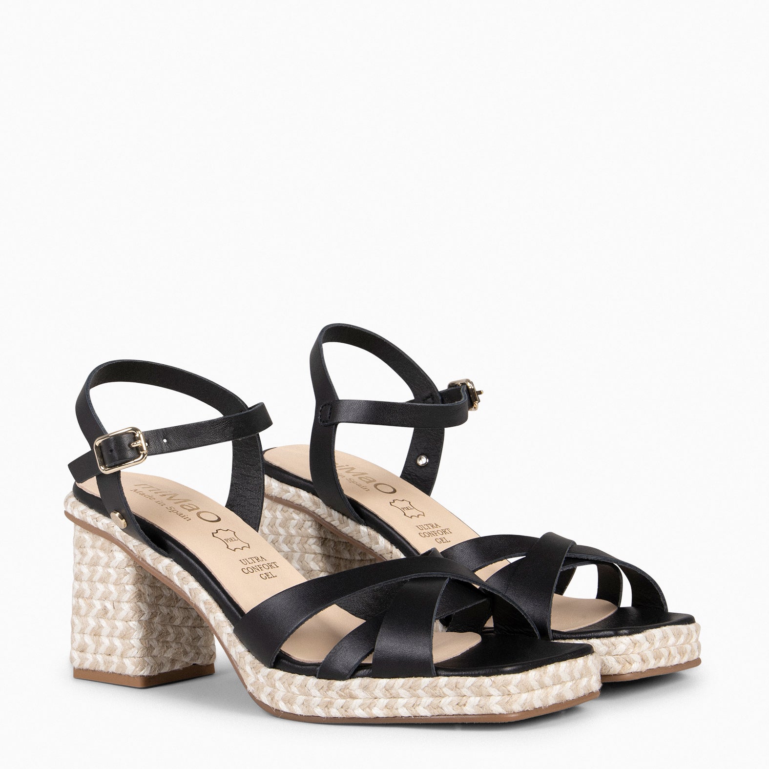 ANNA – Sandalias de tacón ancho NEGRO - miMaO ®