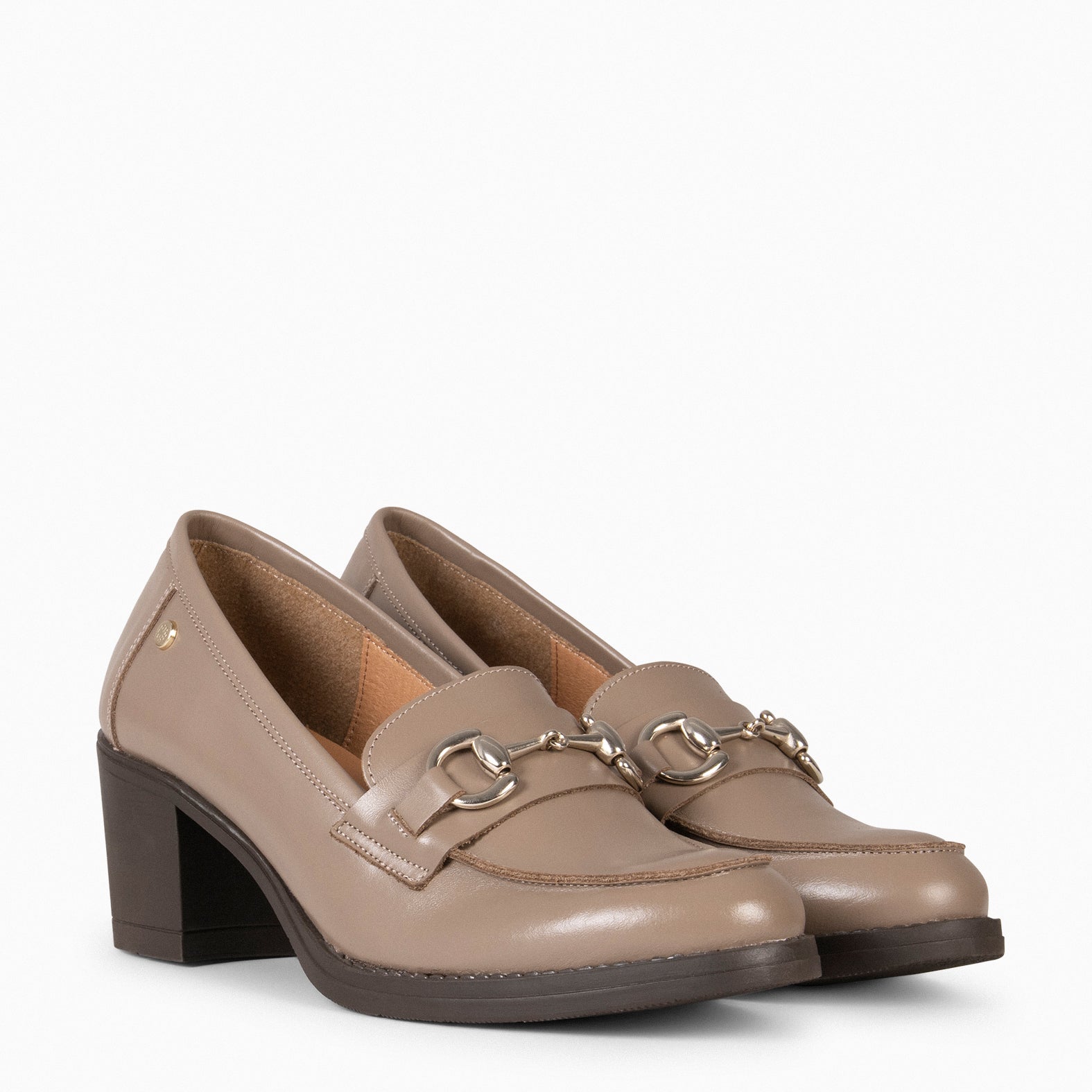 FABIOLA - Mocasines con tacón de napa TAUPE - miMaO ®