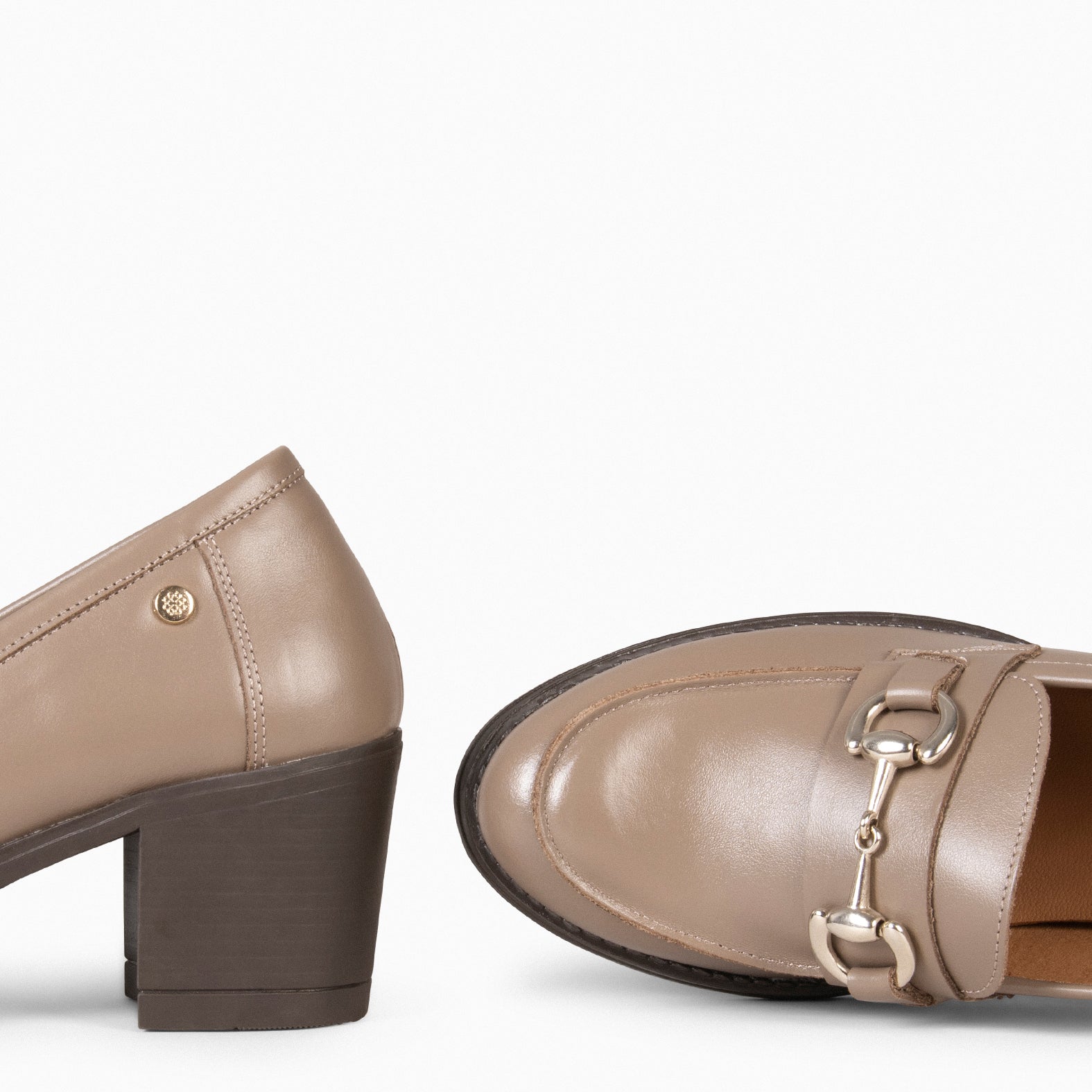 FABIOLA - Mocasines con tacón de napa TAUPE - miMaO ®