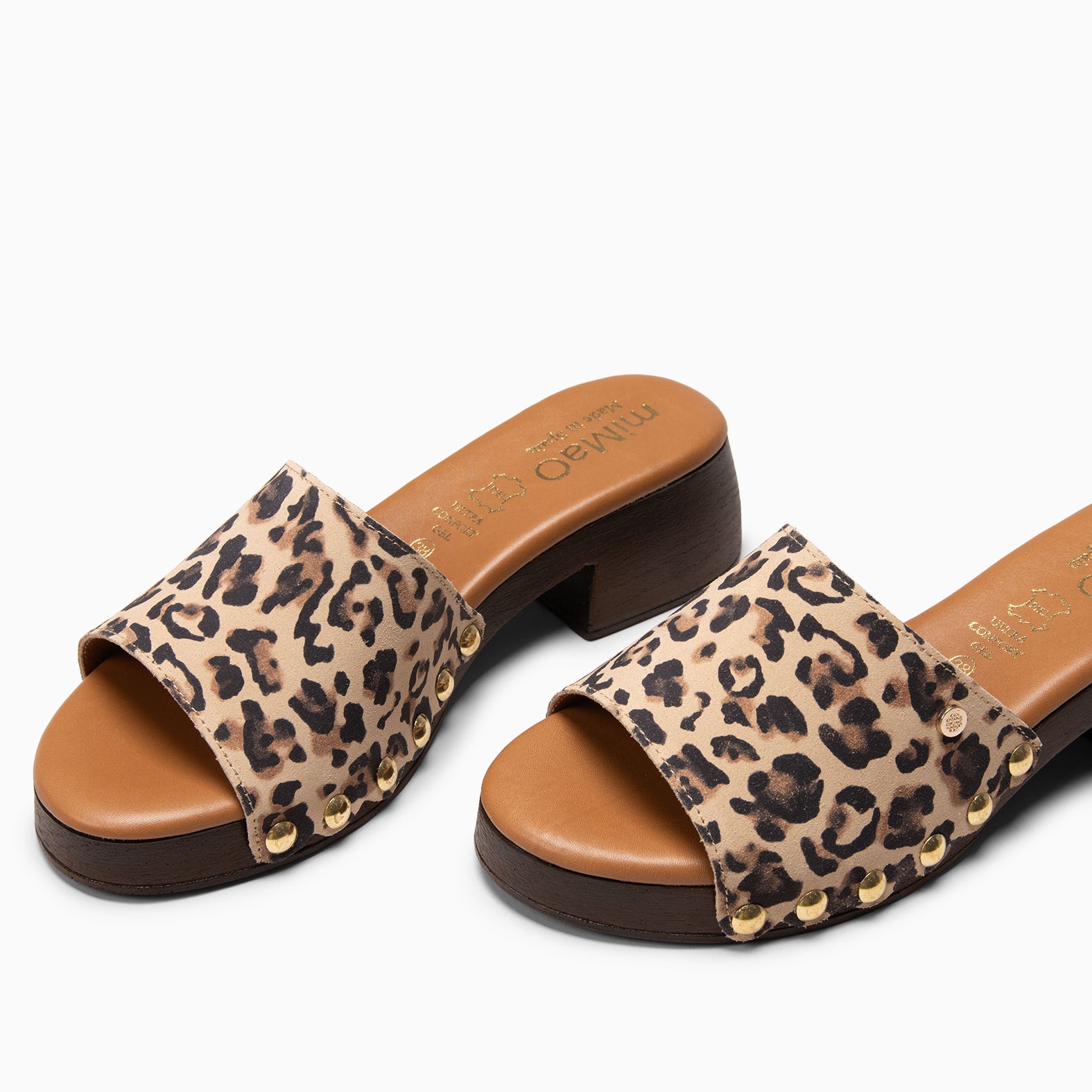 LEYA - Zuecos con tacón bajo LEOPARDO