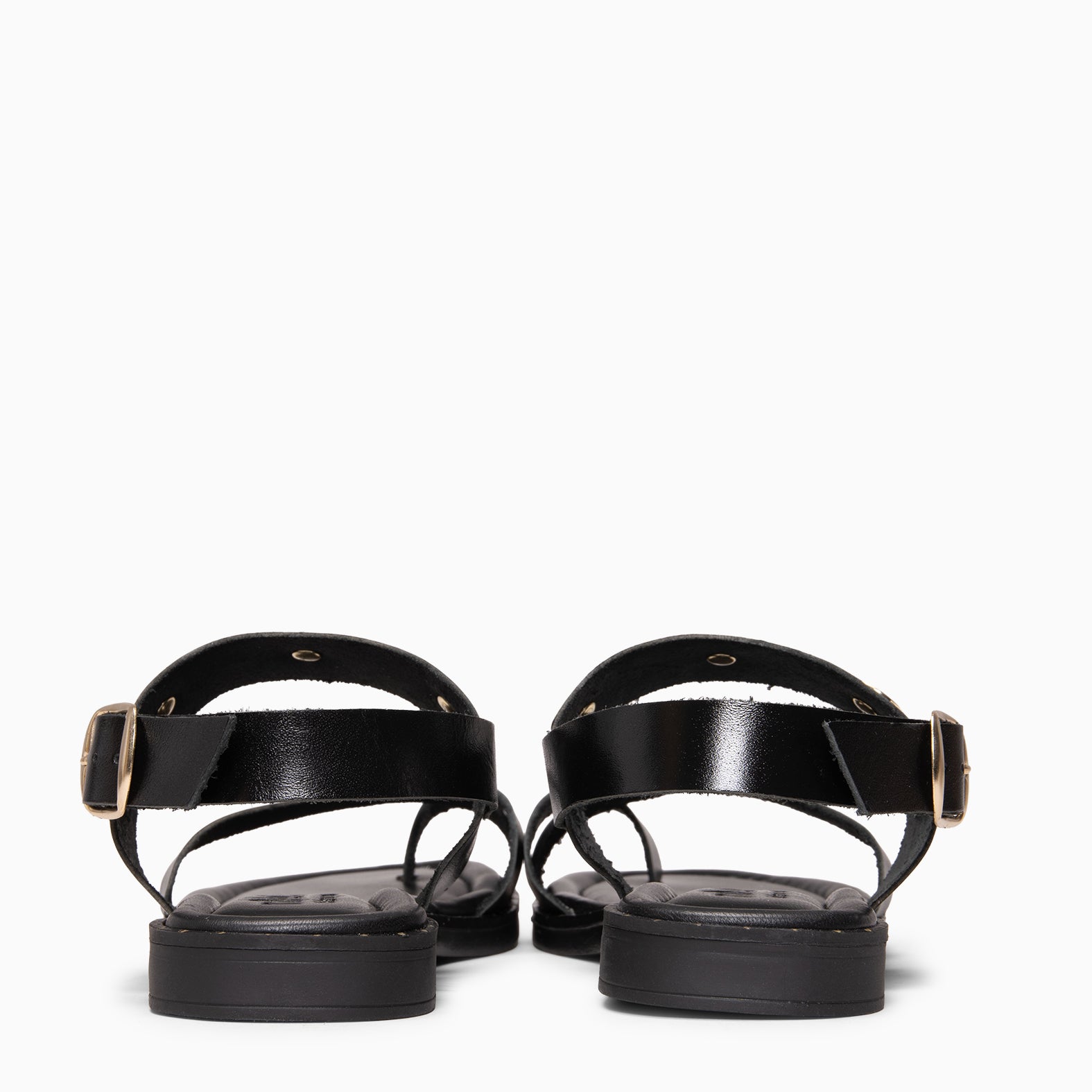 SERA - Sandalias planas de piel NEGRO