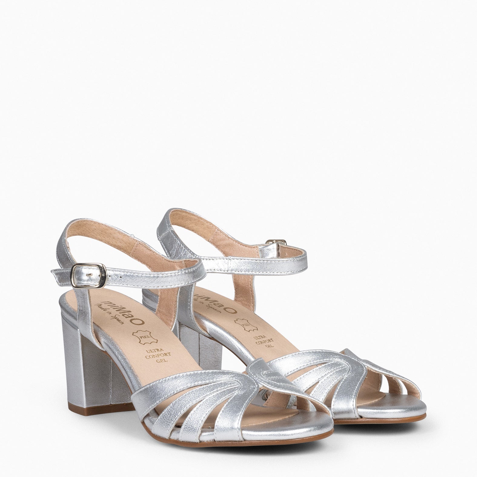MUSA – Sandalias de Tacón ancho PLATA - miMaO ®