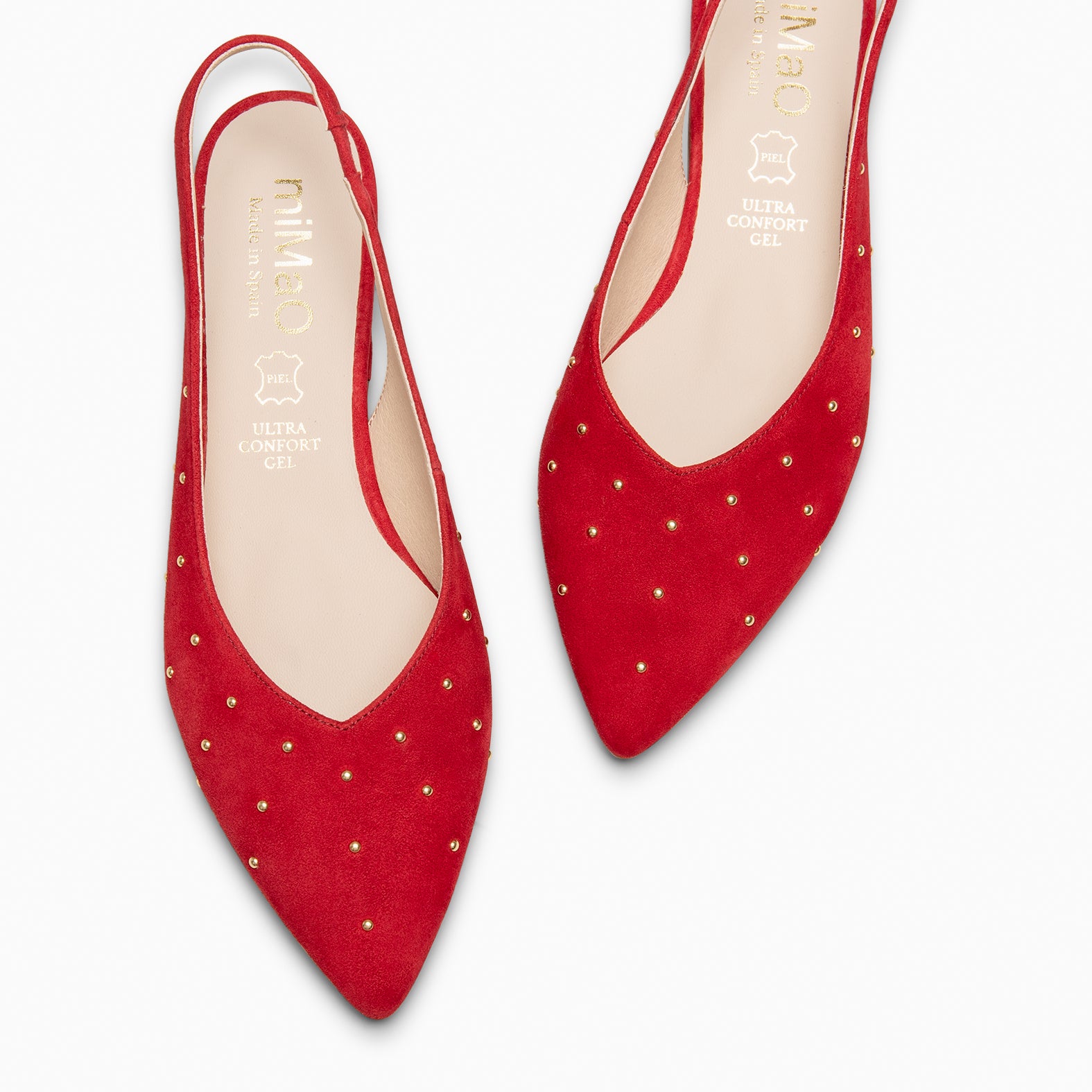 ORION – ZAPATOS BAJOS DESTALONADOS CON TACHAS ROJO - miMaO ®