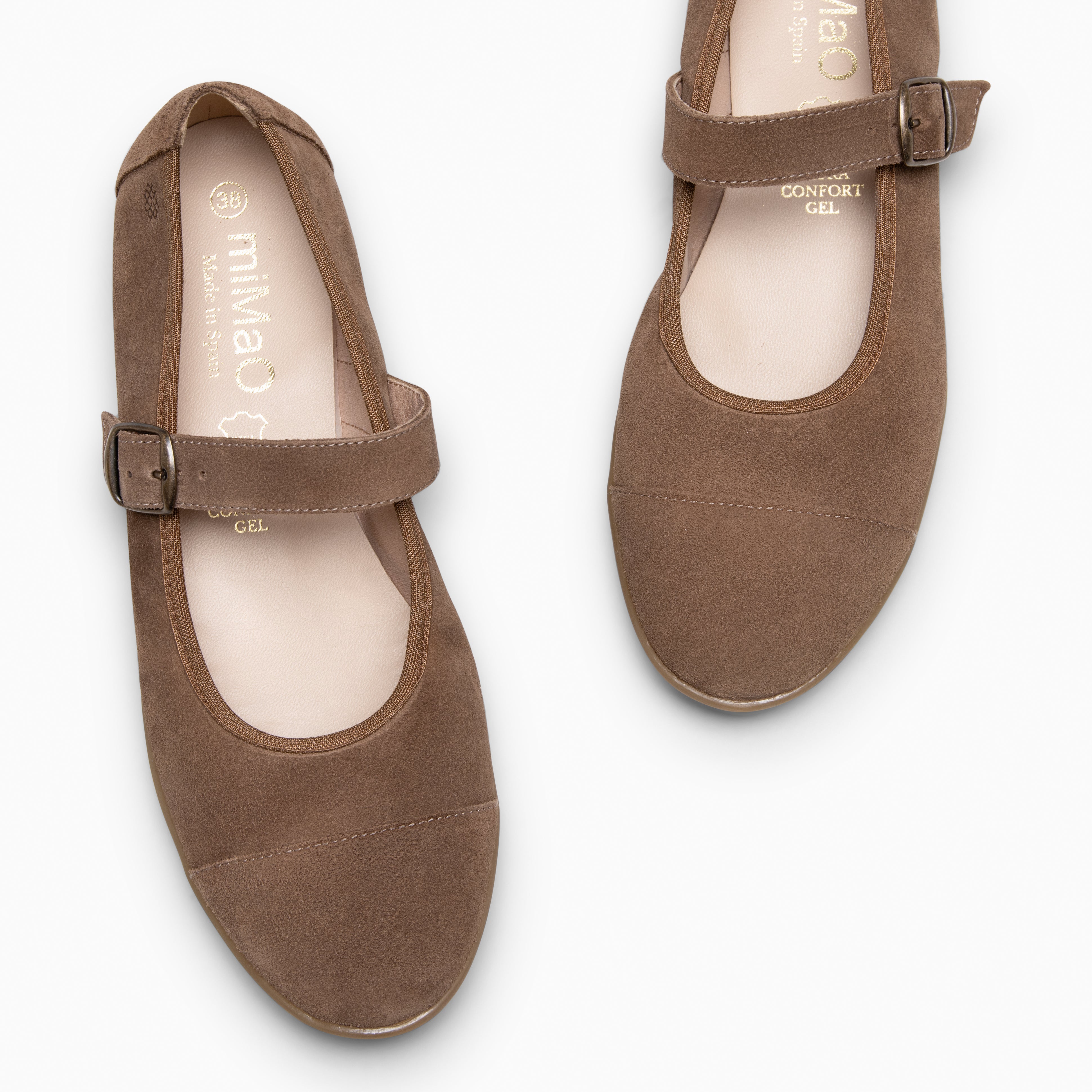 MICAELA - Merceditas de serraje TAUPE - miMaO ®