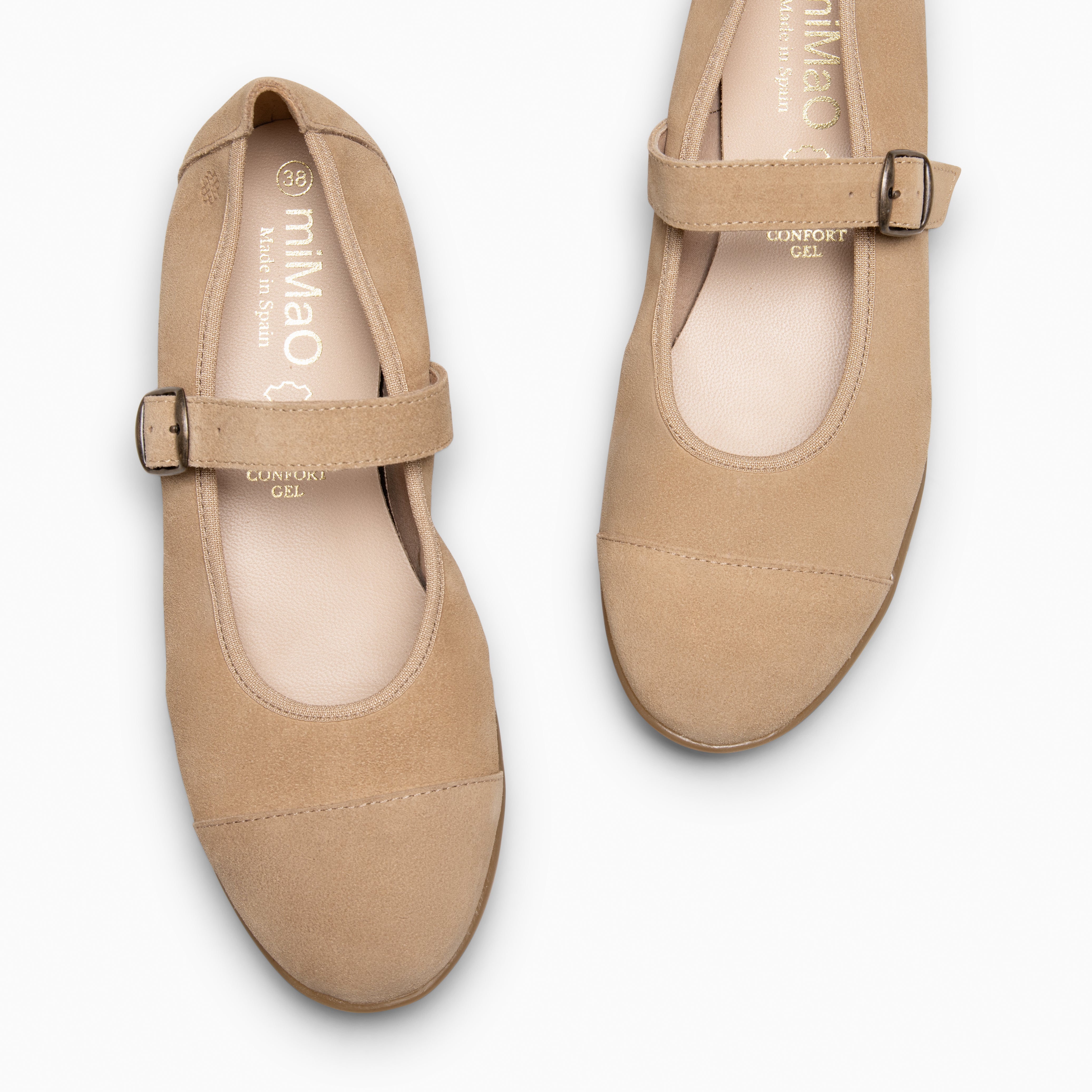 MICAELA - Merceditas de serraje BEIGE - miMaO ®