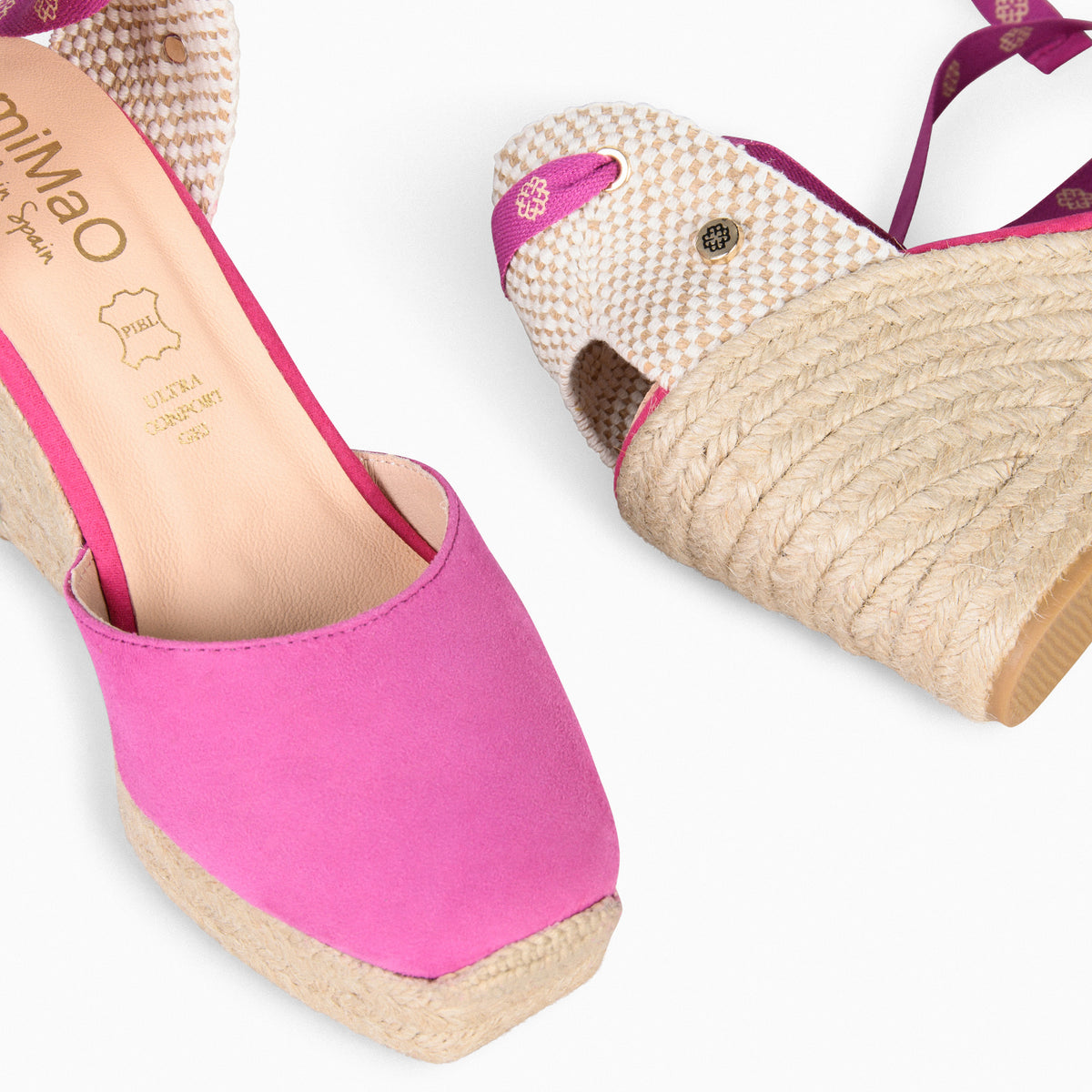MOMBASA - Cuñas de esparto con cinta FUCSIA