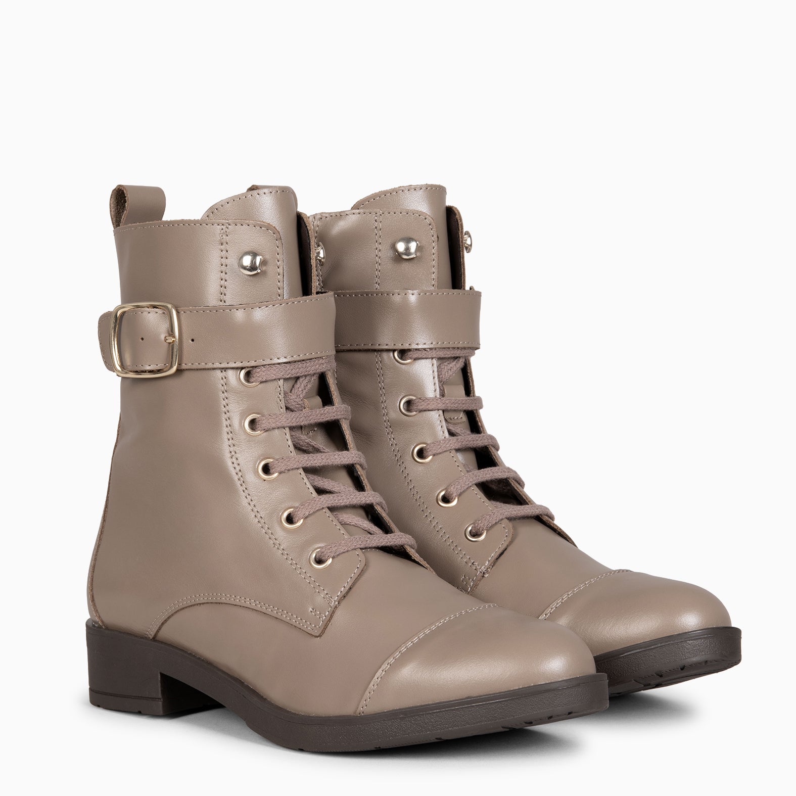 BELFAST – Botines con cordones de piel TAUPE NAPA - miMaO ®