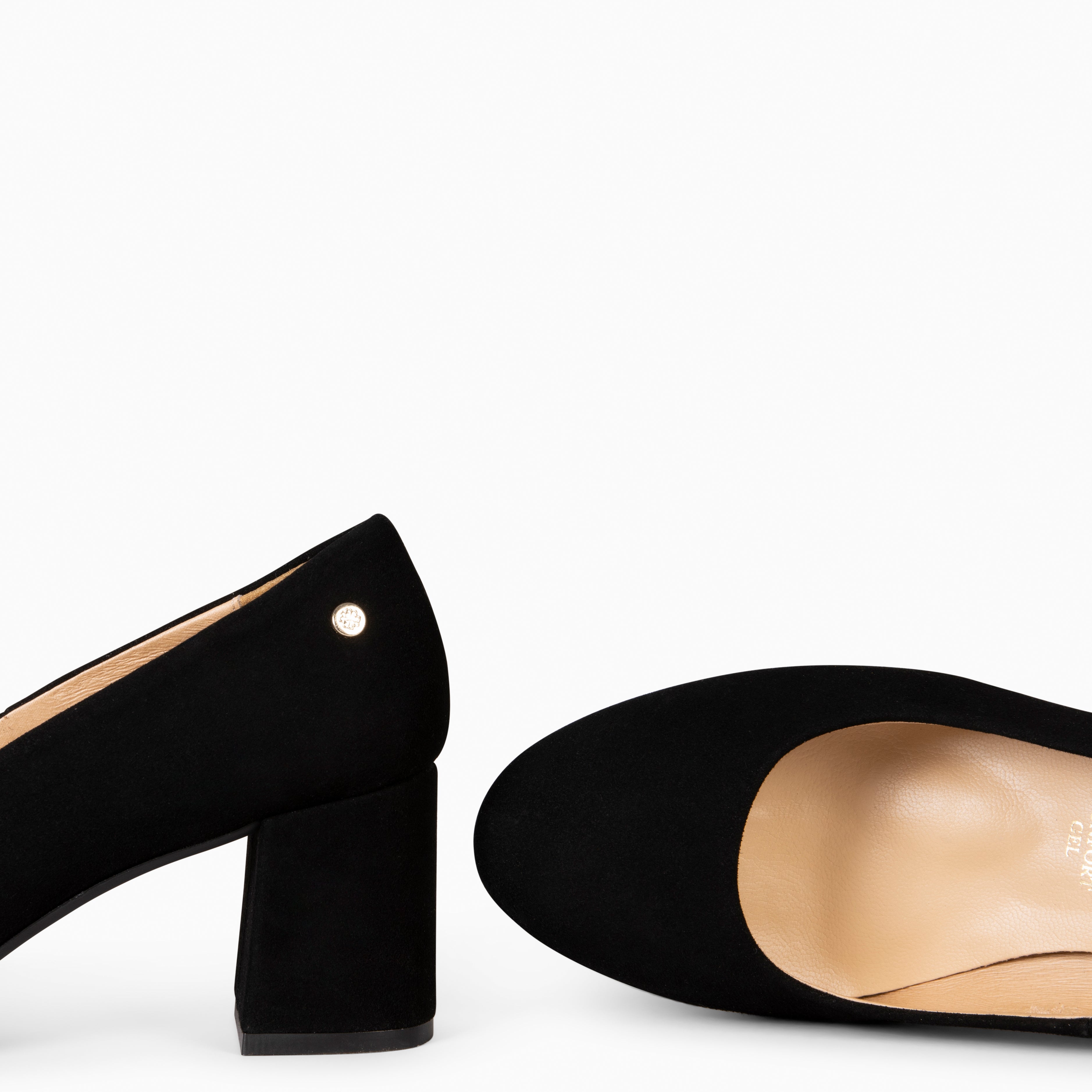 GRAN URBAN REDONDO – Zapatos de tacón medio de ante NEGRO - miMaO ®