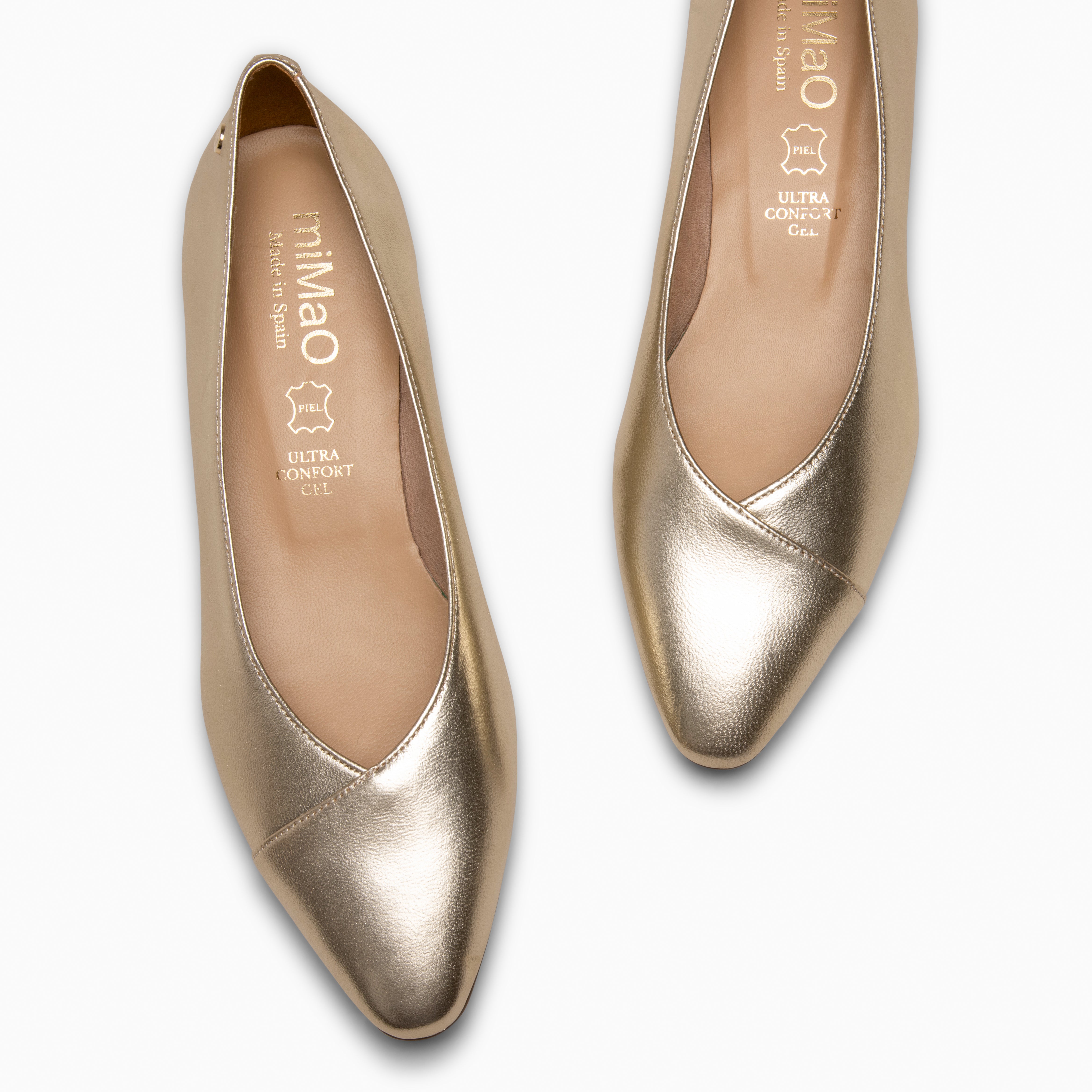 MARIE - Zapatos de tacón Bajo de punta fina PLATINO - miMaO ®