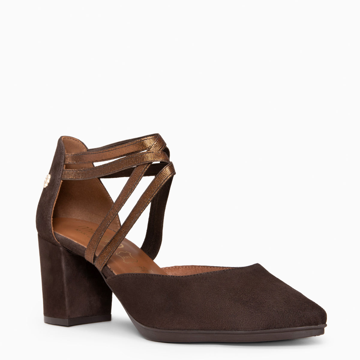 CINDY - Zapatos de tacón con tiras elásticas cruzadas MARRON BRONCE