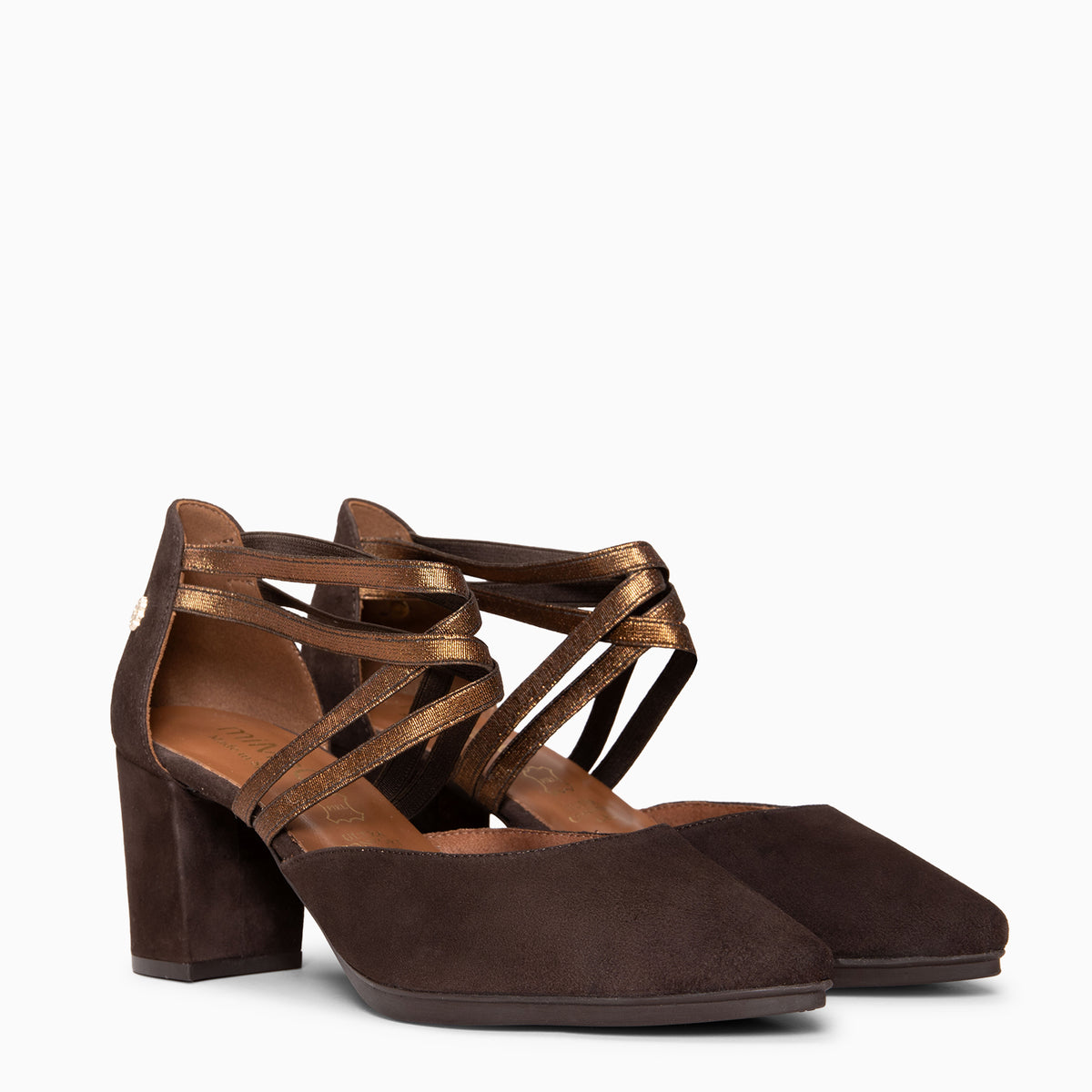 CINDY - Zapatos de tacón con tiras elásticas cruzadas MARRON BRONCE