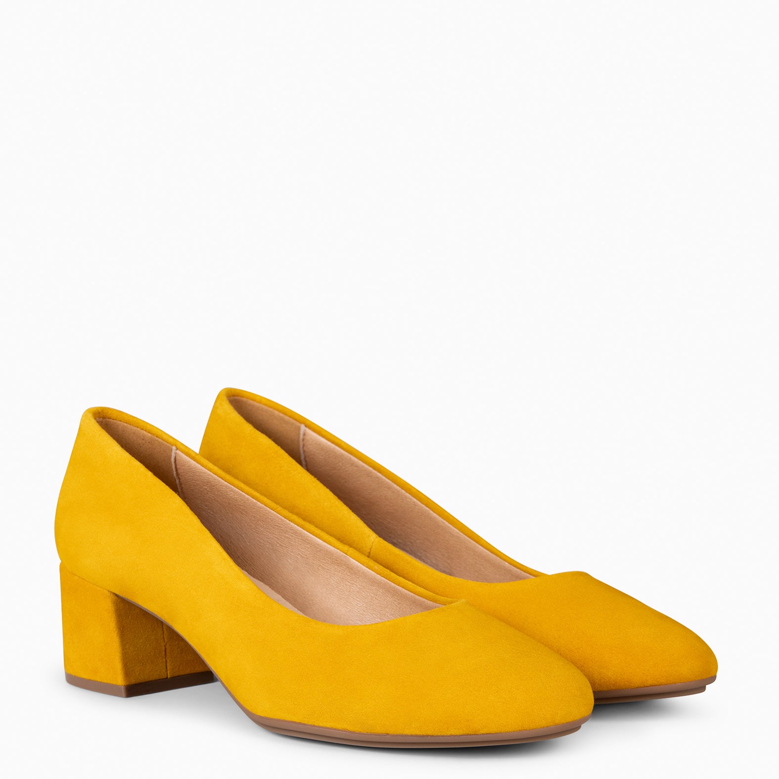URBAN REDONDO - Zapatos de tacón bajo de ante MOSTAZA - miMaO ®