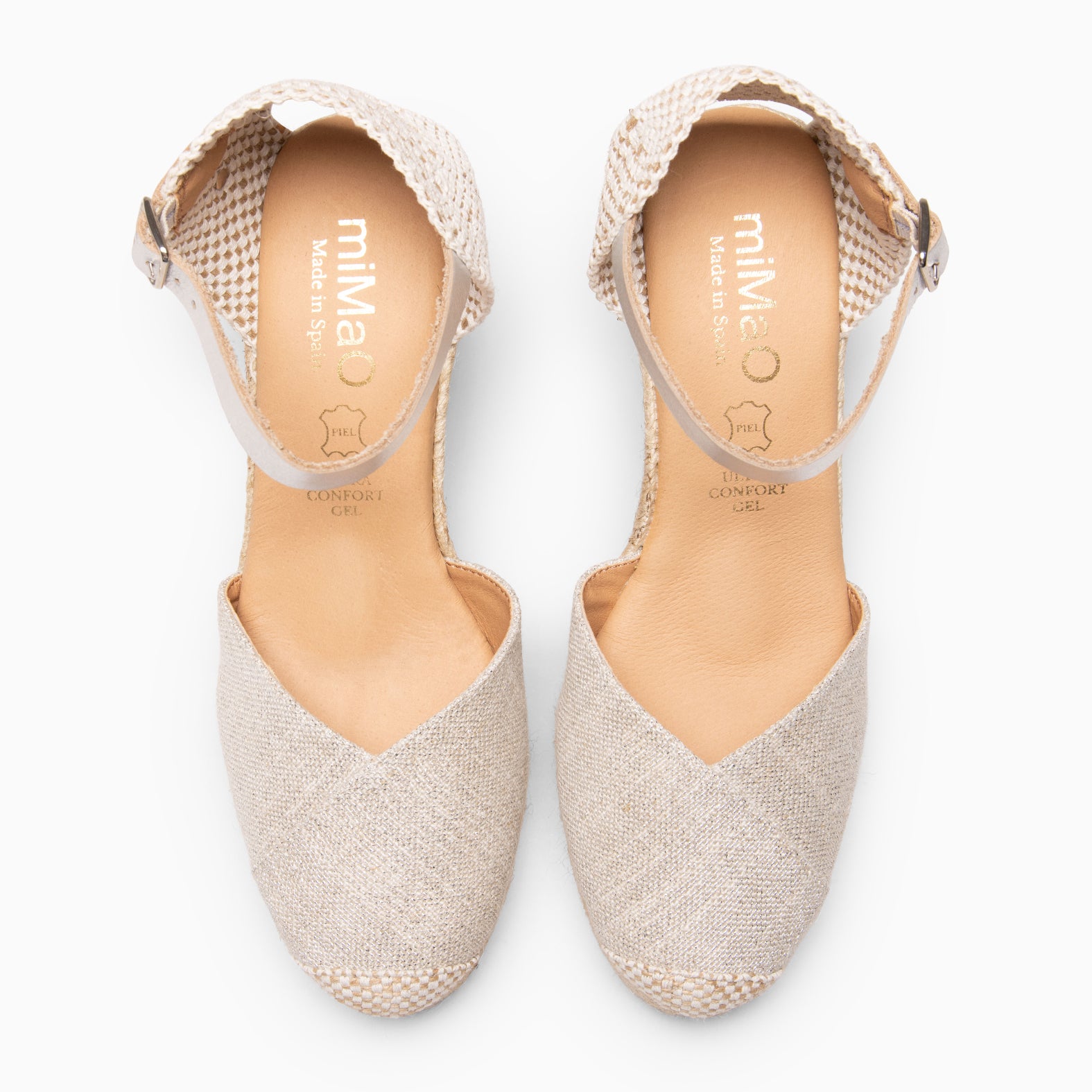 CONIL - Cuñas de esparto con hilo metalizado BEIGE