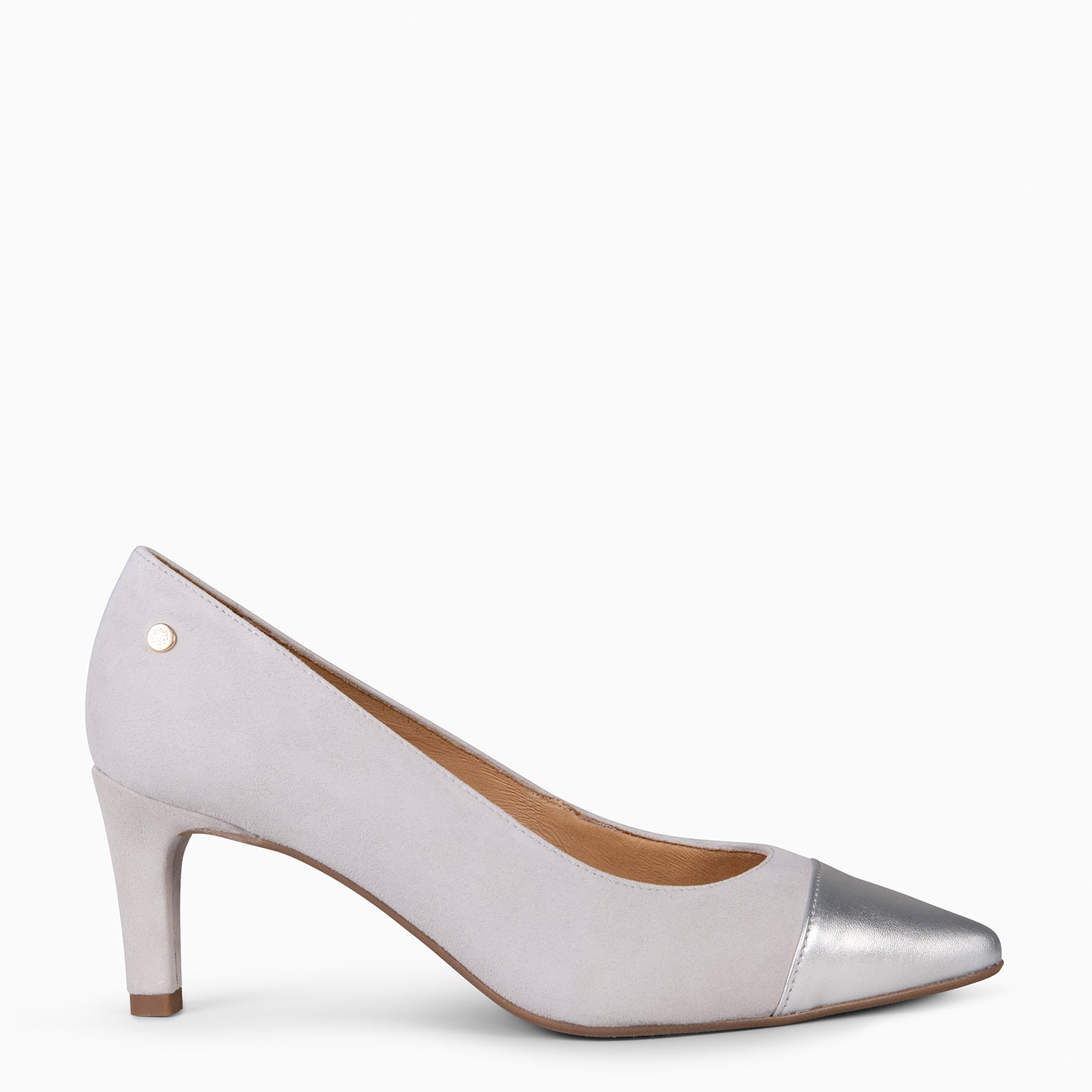LILLY S - Escarpins bicolores à talon moyen GRIS ARGENT