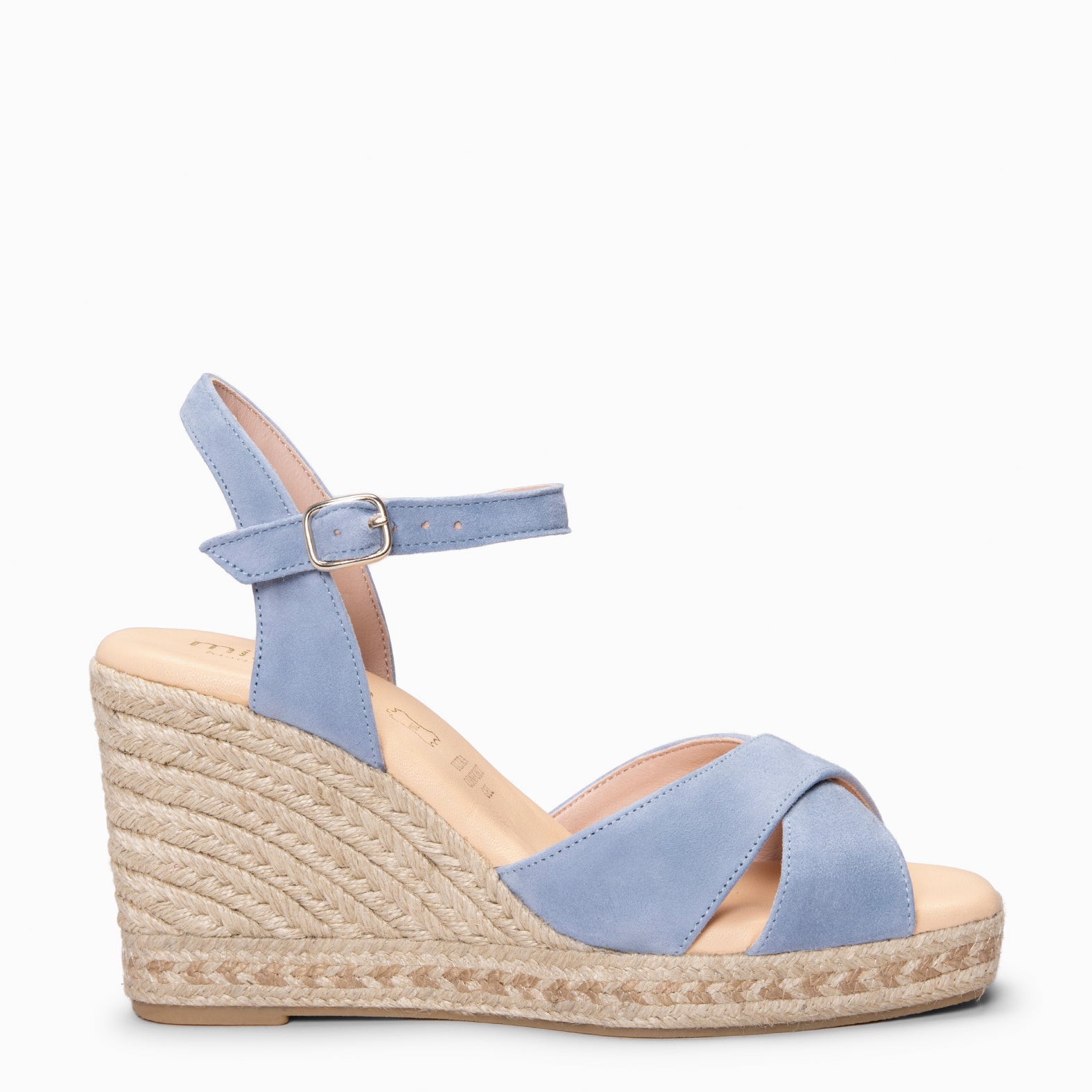 VERA - Cuña de esparto de ante AZUL - miMaO ®