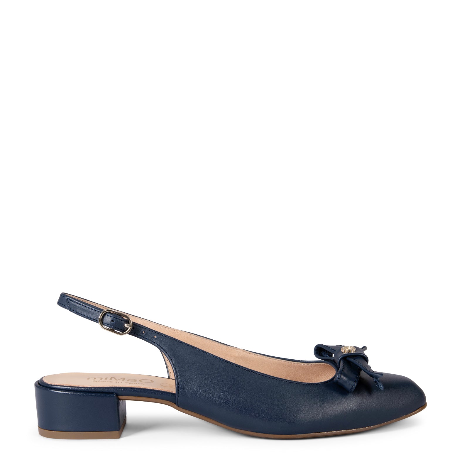 MARTA – Slingbacks en cuir BLEU MARINE