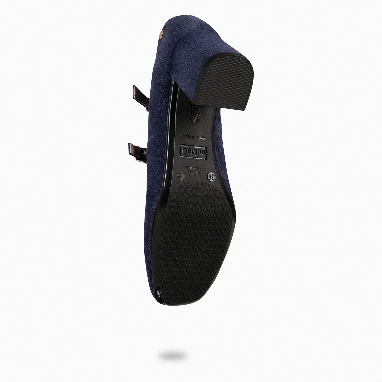 FEBRIS – Chaussures en daim à double boucles BLEU MARINE