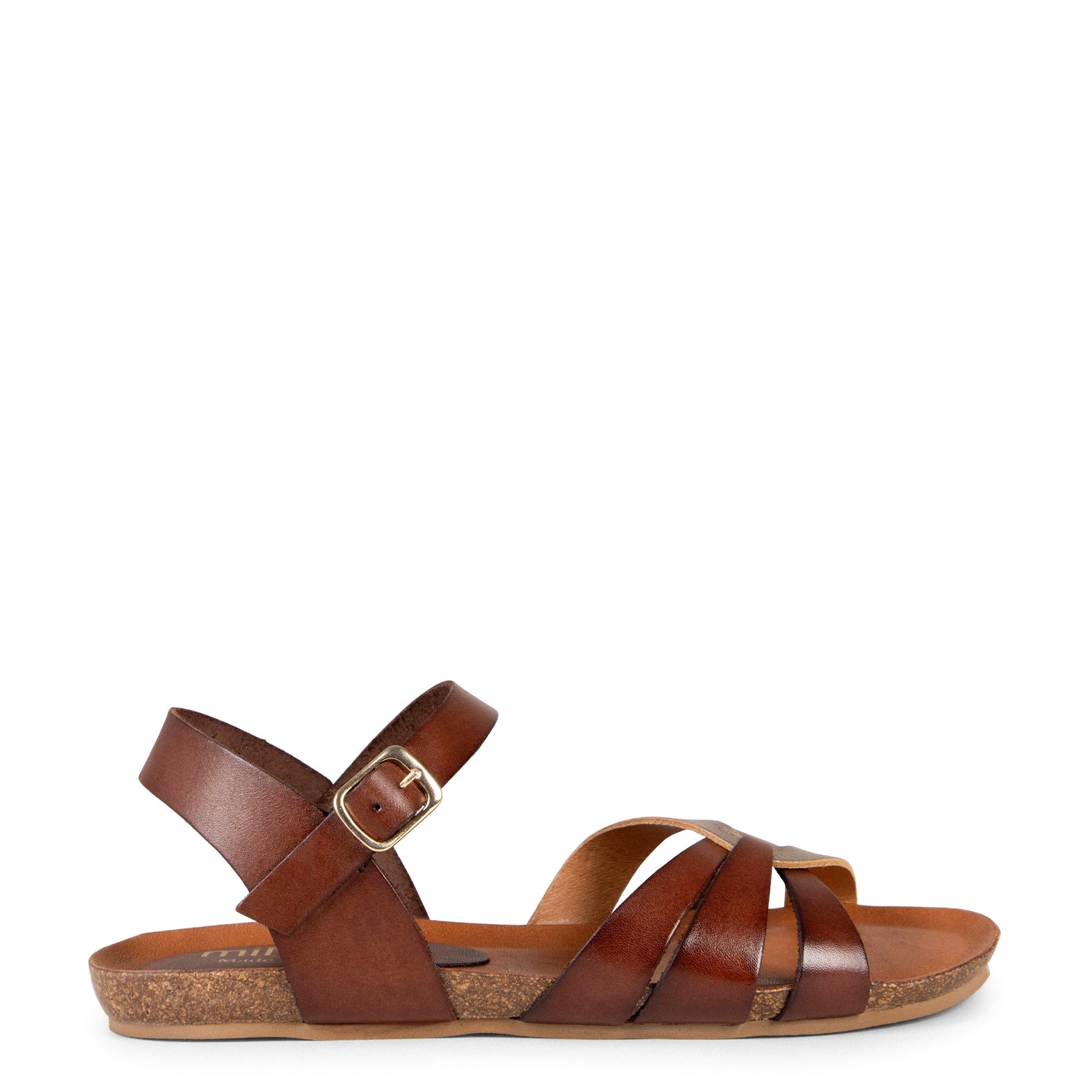 SALOMÉ - Sandales plates en cuir bicolor MARRON CUIVRÉ