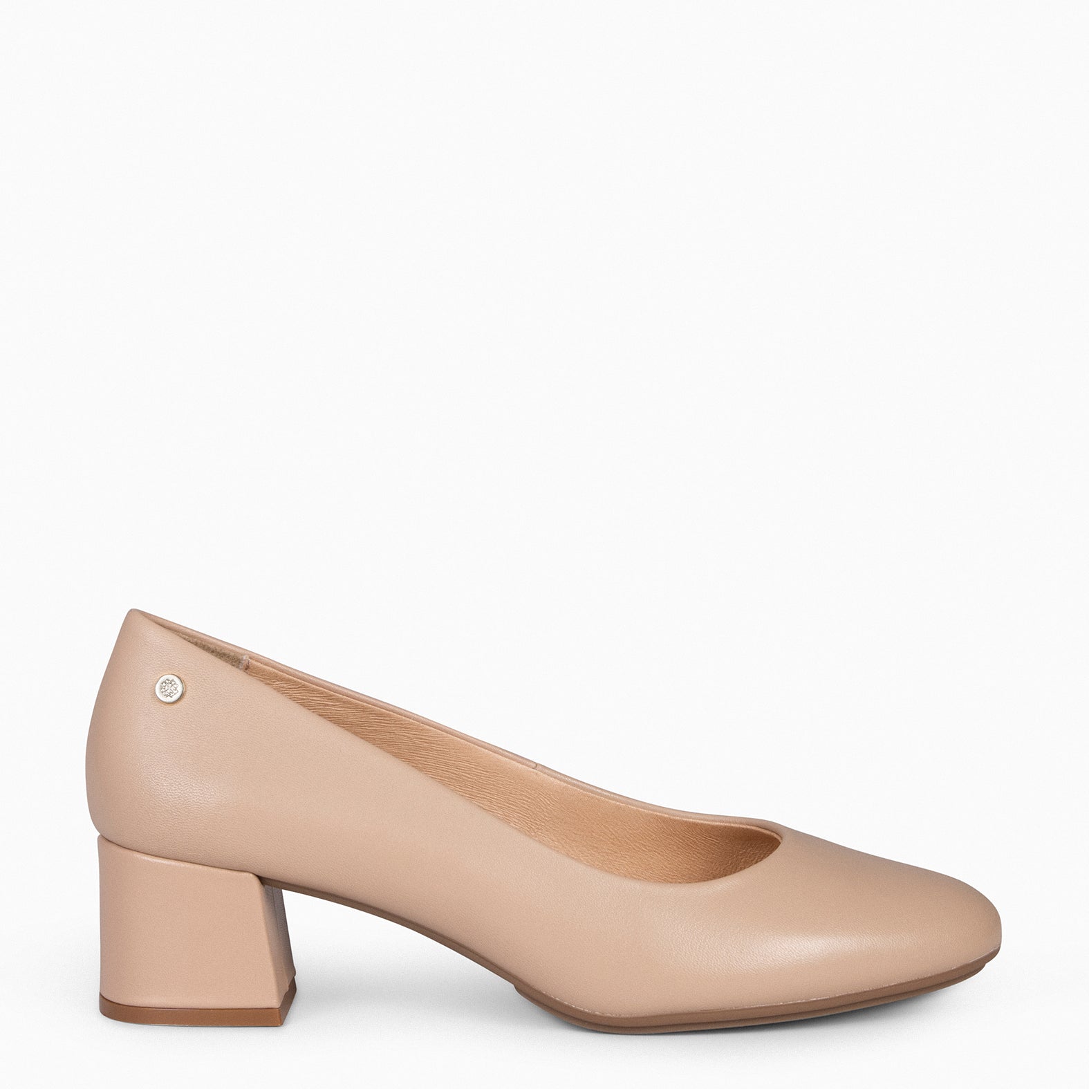 URBAN REDONDO SALÓN – Zapatos de tacón bajo de napa NUDE - miMaO ®