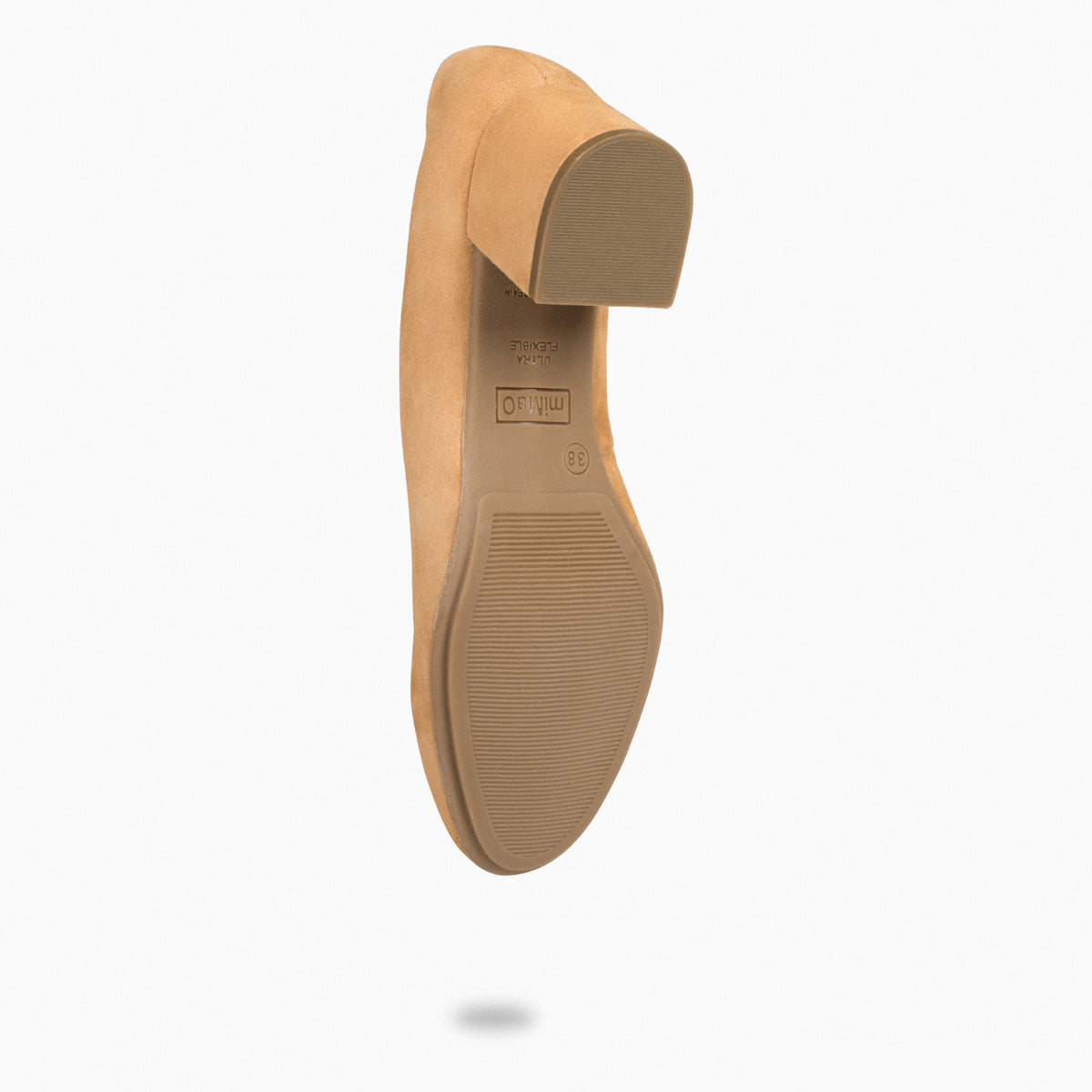 URBAN REDONDO – Zapatos de tacón bajo de ante CAMEL
