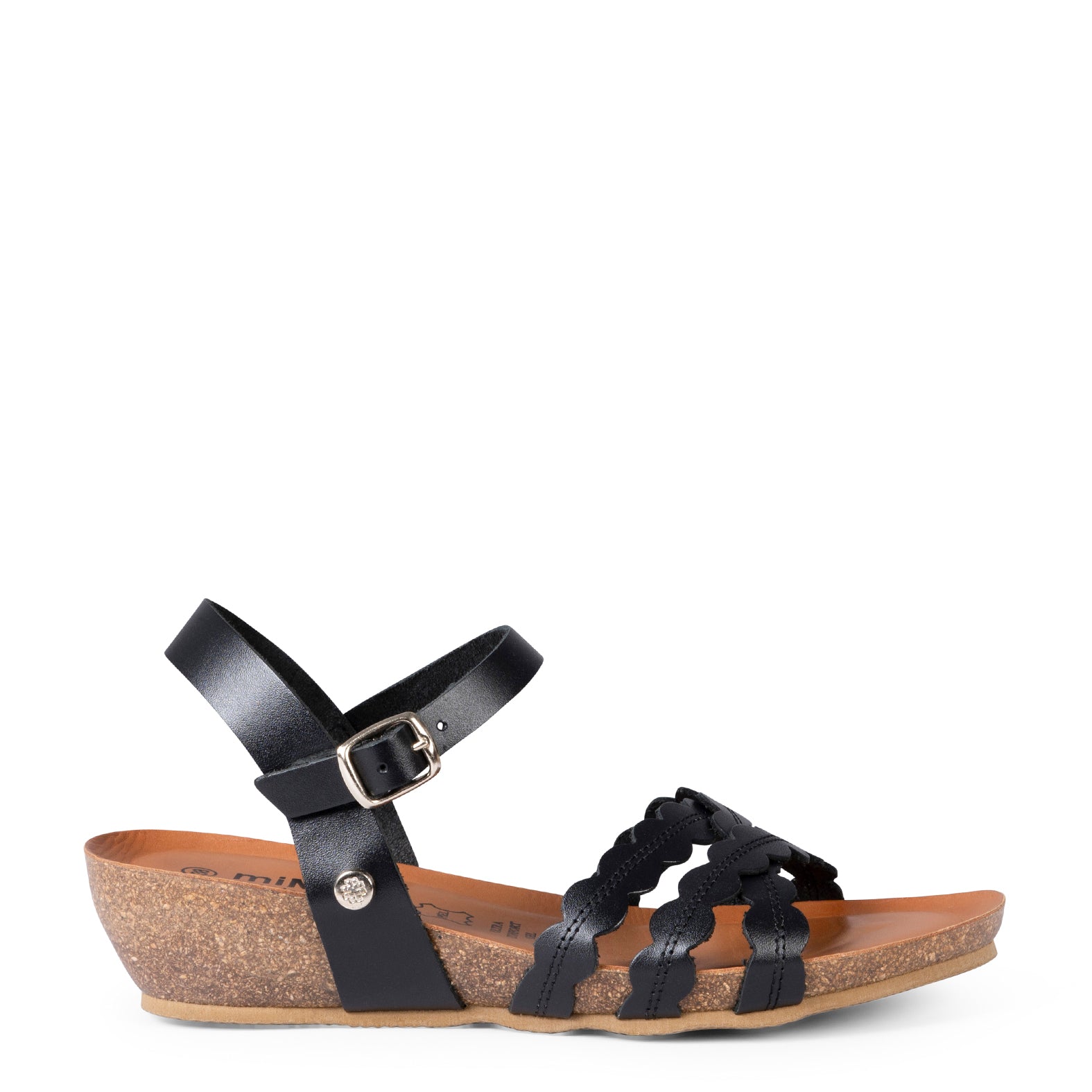 MALTA - BLACK BIO SANDALS WITH LOW WEDGE