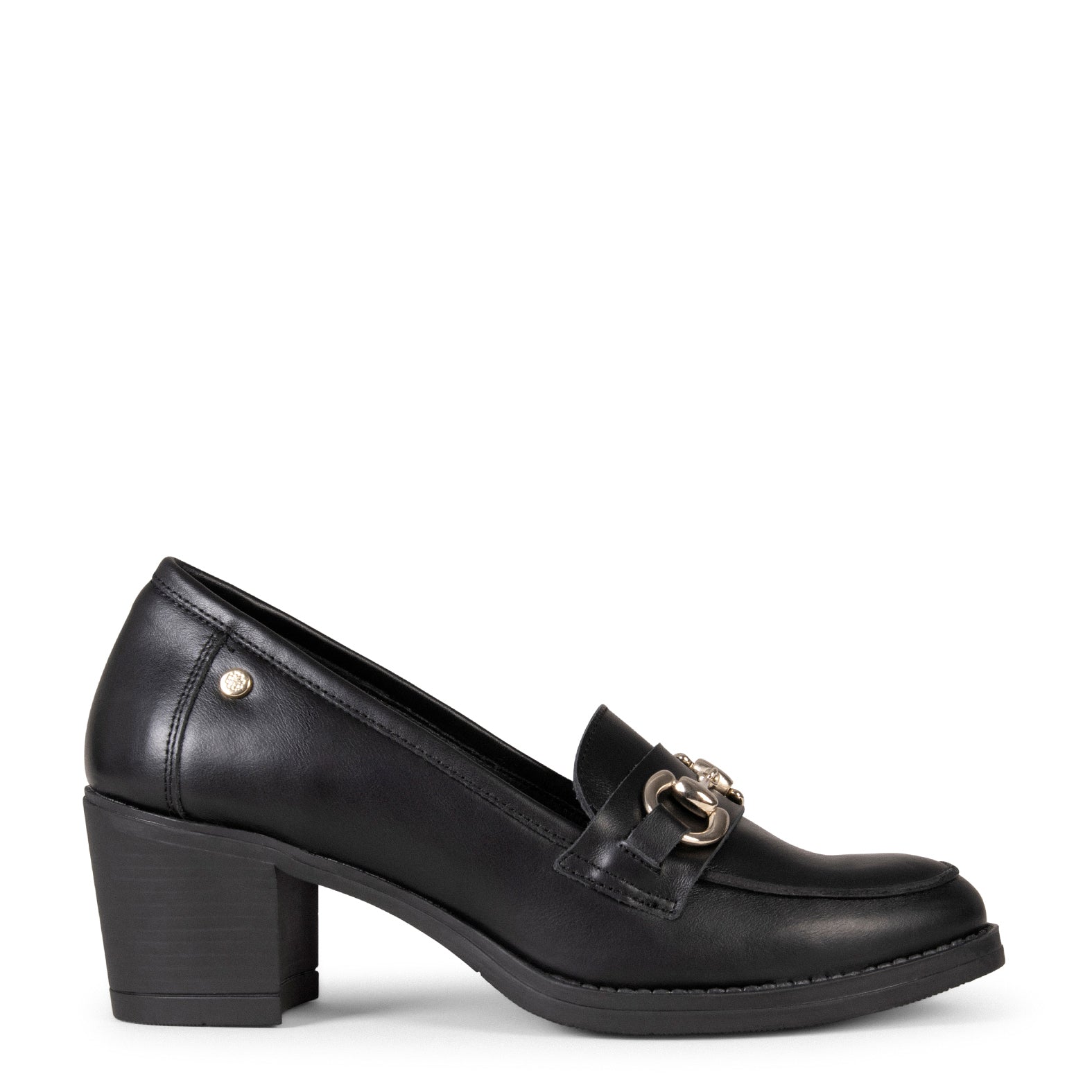 FABIOLA – Mocasines con tacón de napa NEGRO