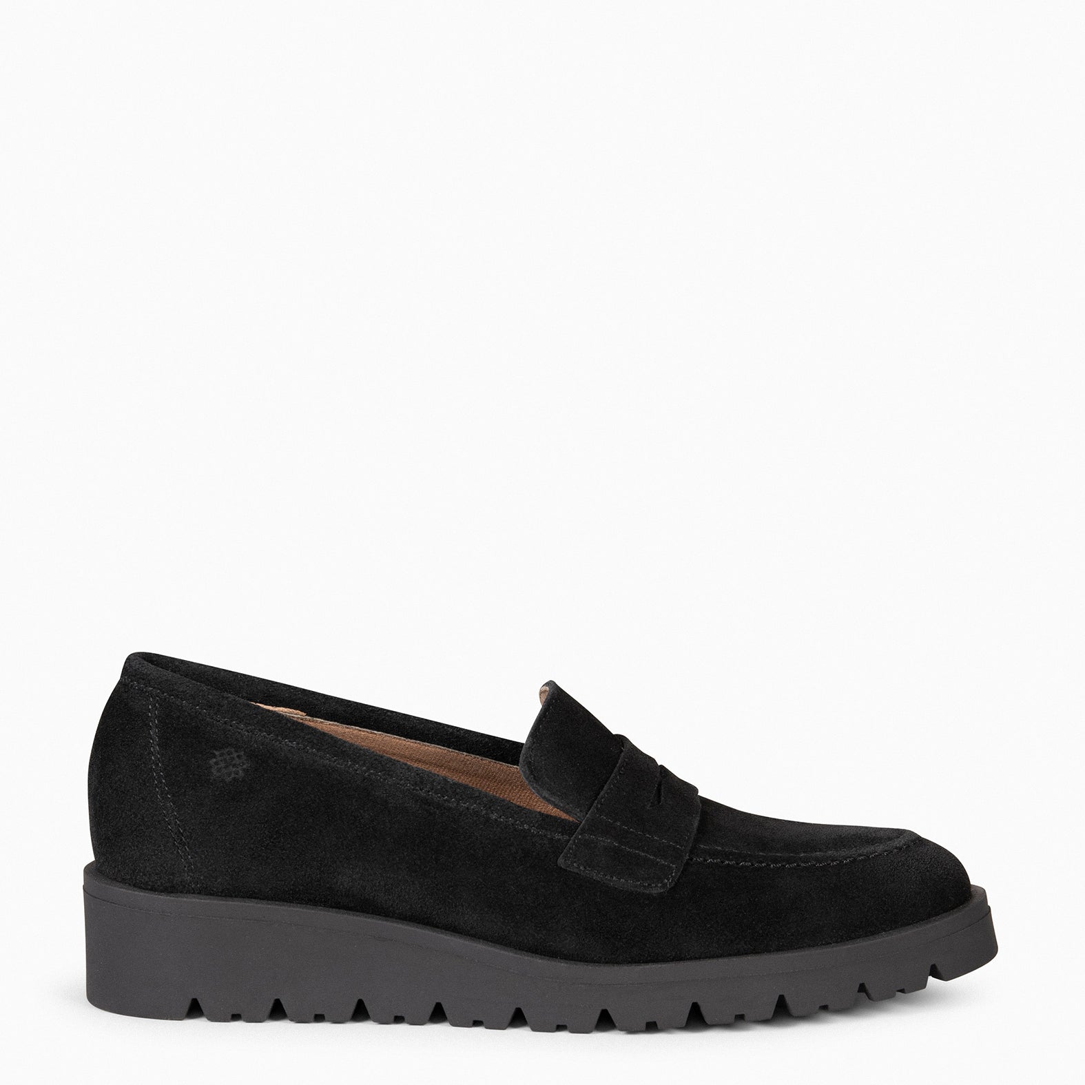 DAFNE - Mocasines de cuña de piel NEGRO