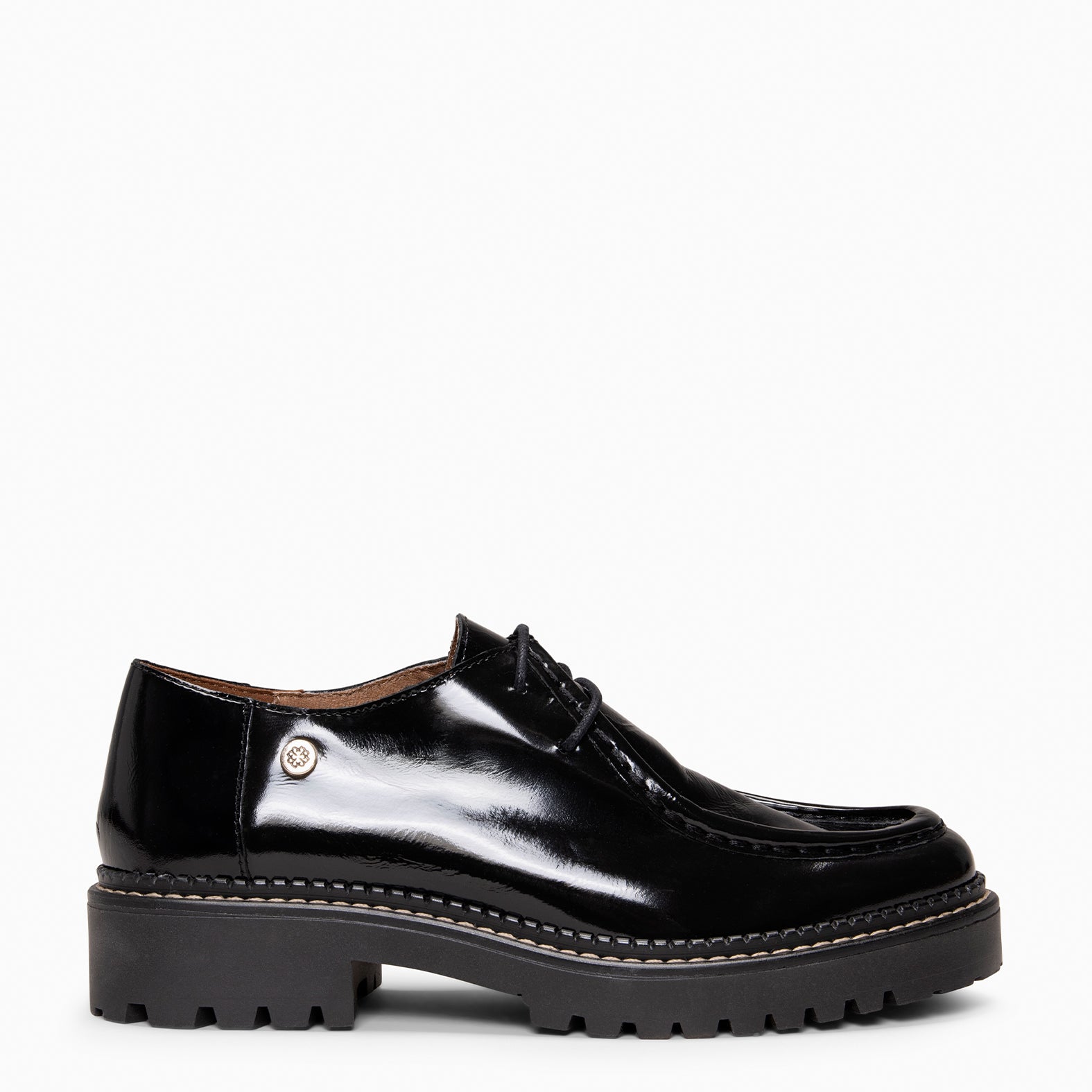 YALE - Mocasín con suela track con cordones NEGRO CHAROL
