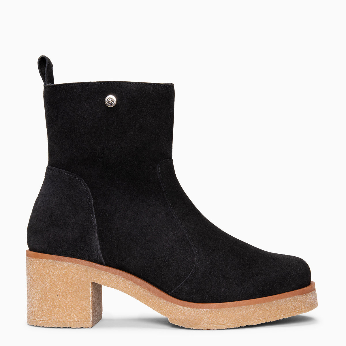 PETRA - Botines de tacón de piel hidrofugada NEGRO